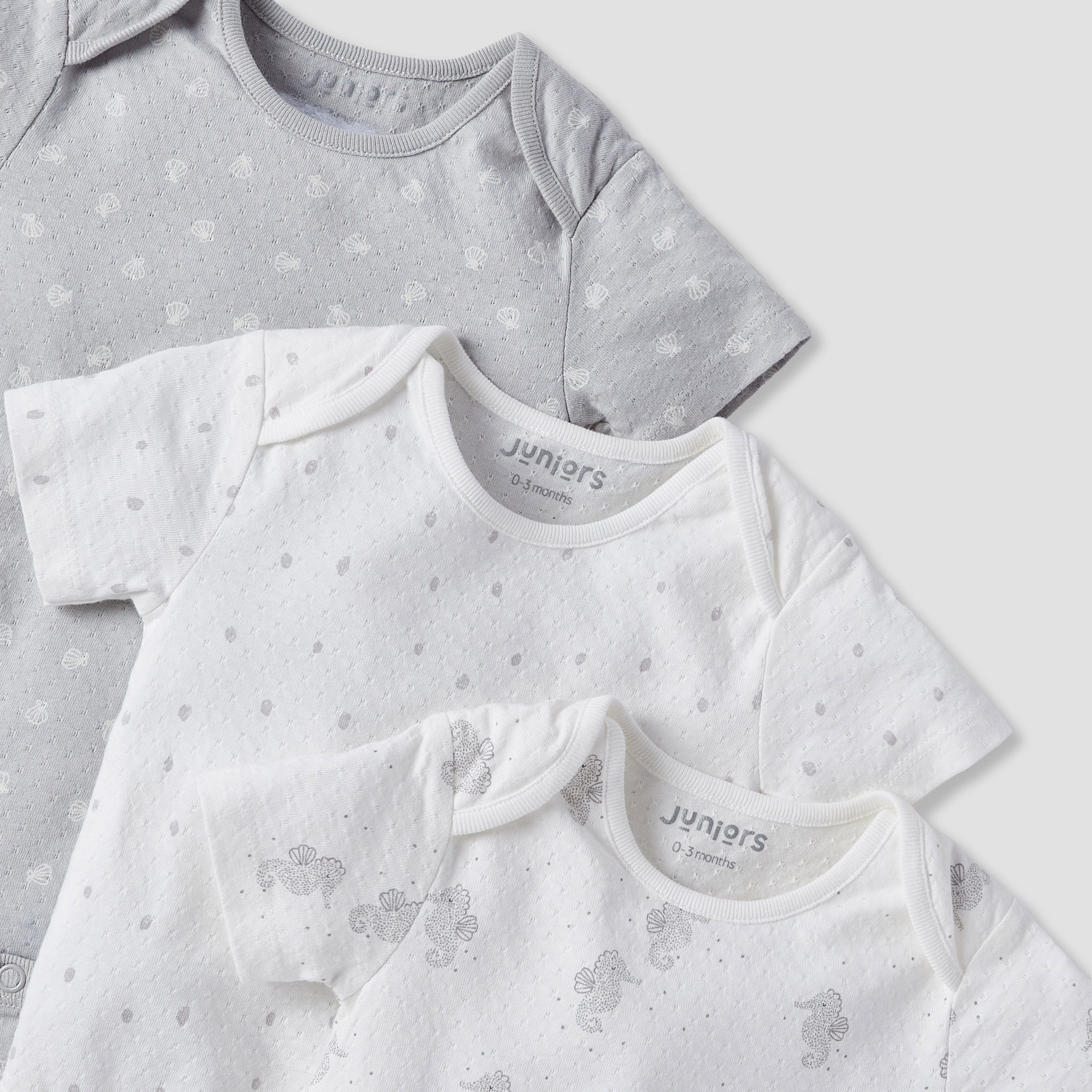 Juniors Printed Bodysuit with Short Sleeves and Button Closure - Set of 3-baby-girls-clothing-bodysuits-image-5