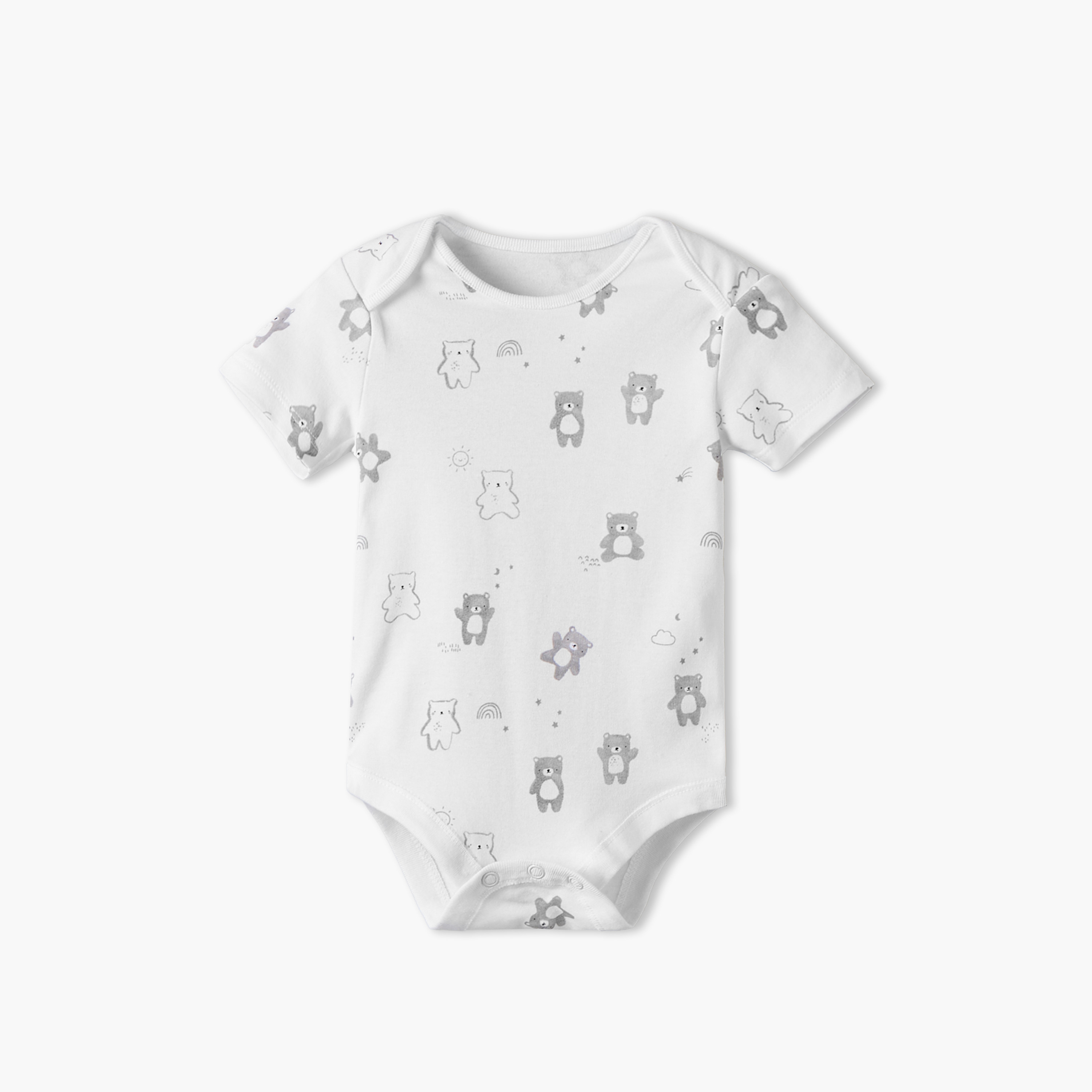 Pack of 3 Juniors Round Neck Short Sleeves Bodysuit with Snap Button Closure-baby-boys-clothing-bodysuits-image-5