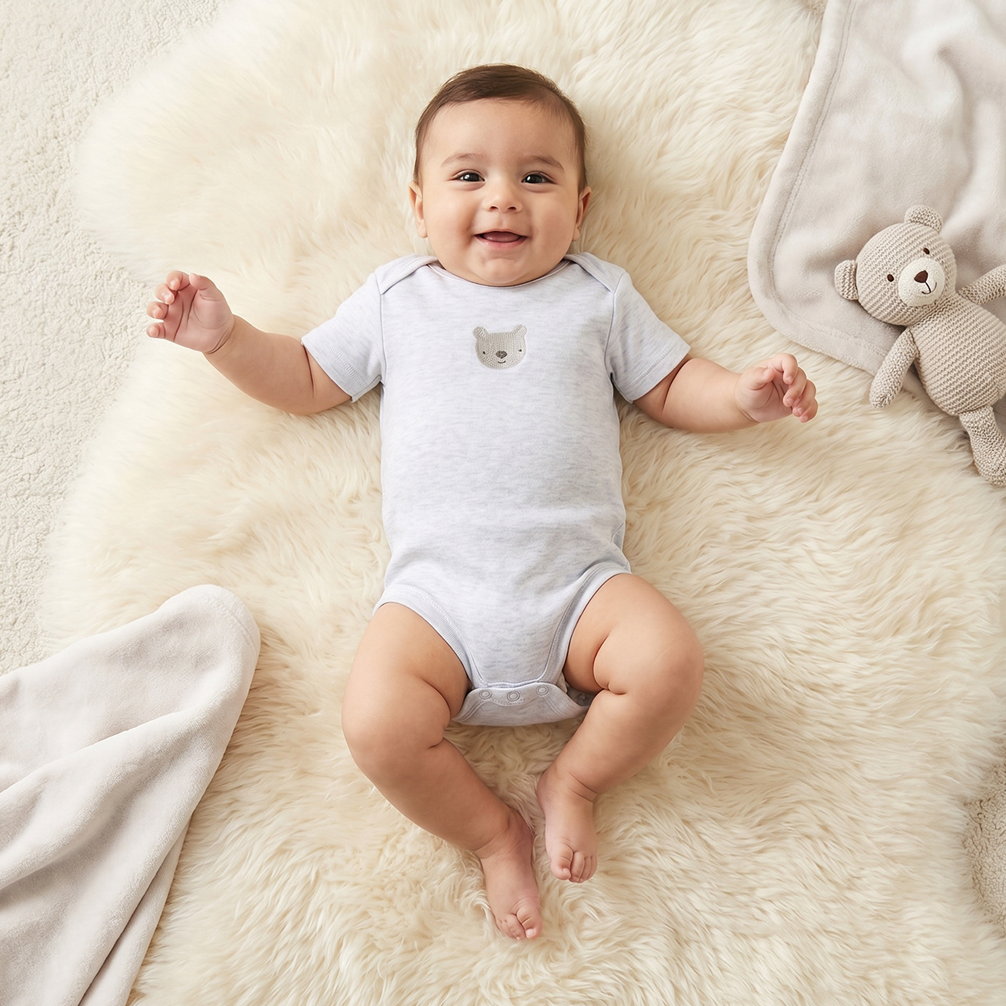 Pack of 3 Juniors Round Neck Short Sleeves Bodysuit with Snap Button Closure-baby-boys-clothing-bodysuits-image-3