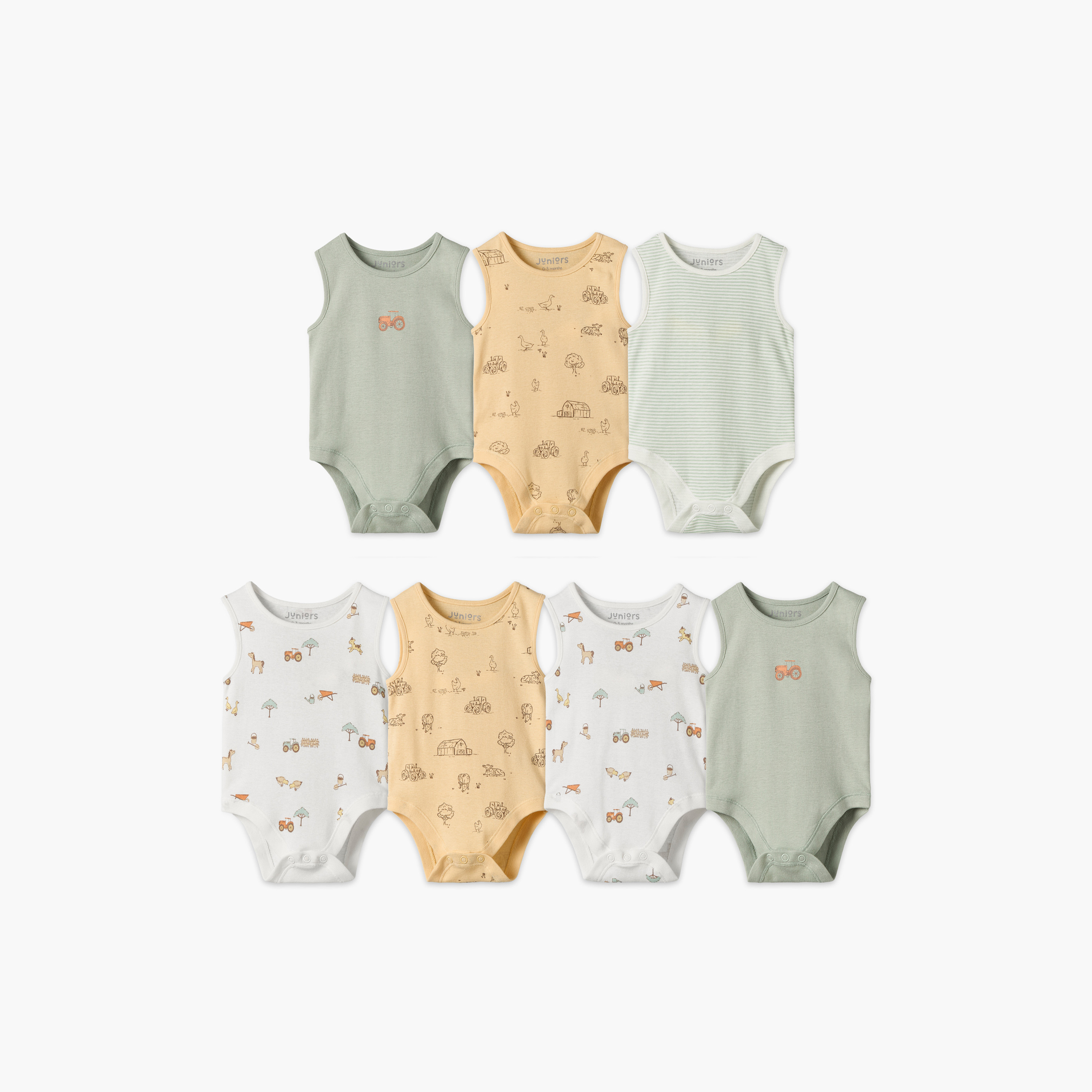 طقم بودي سوت دون أكمام برقبة ضيقة وطبعات 7 قطع من جونيورز-baby-boys-clothing-bodysuits-image-1