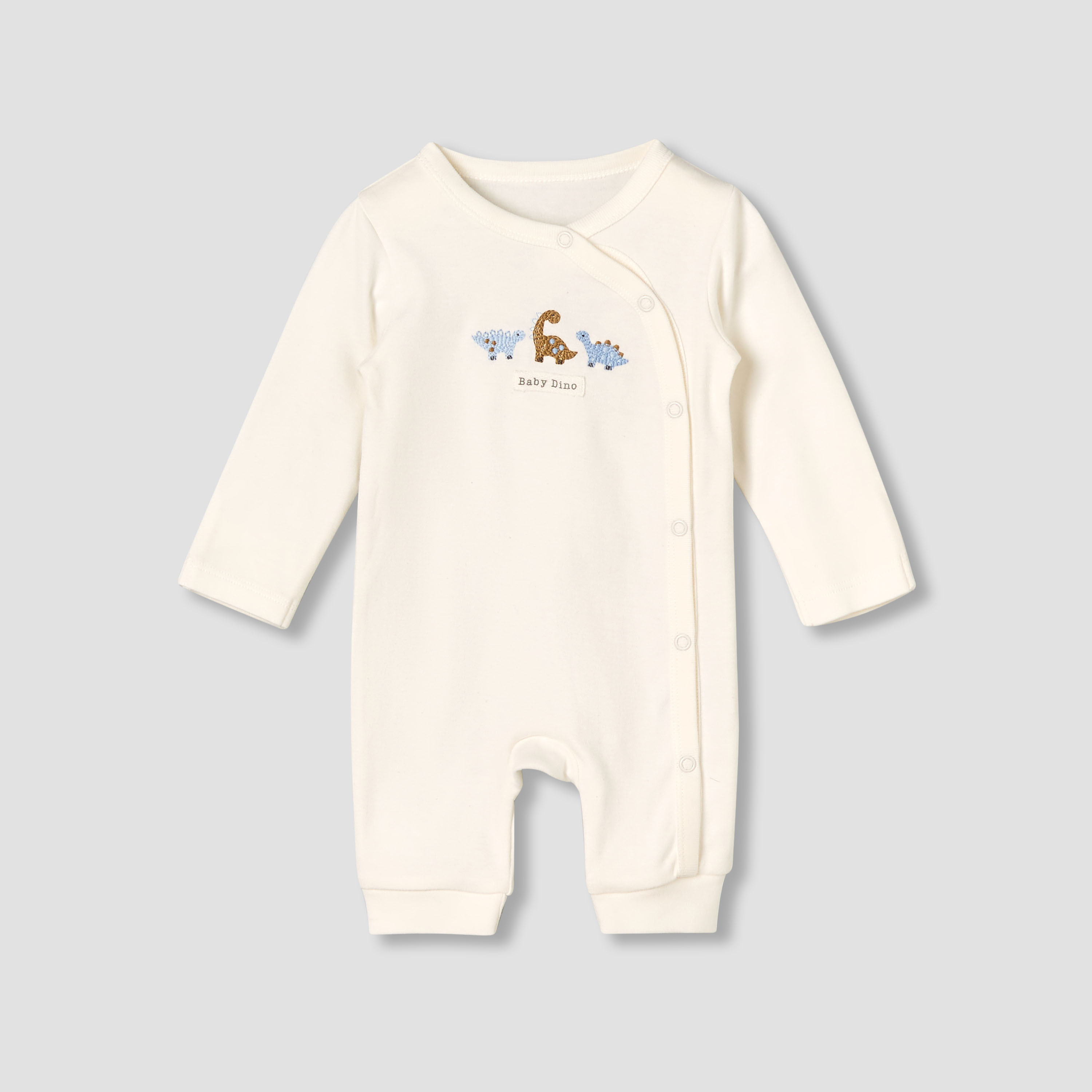 Pack of 3 Juniors Cotton Round Neck Long Sleeves Sleepsuit with Dinosaur Print-baby-boys-clothing-nightwear-sleepsuits-image-5