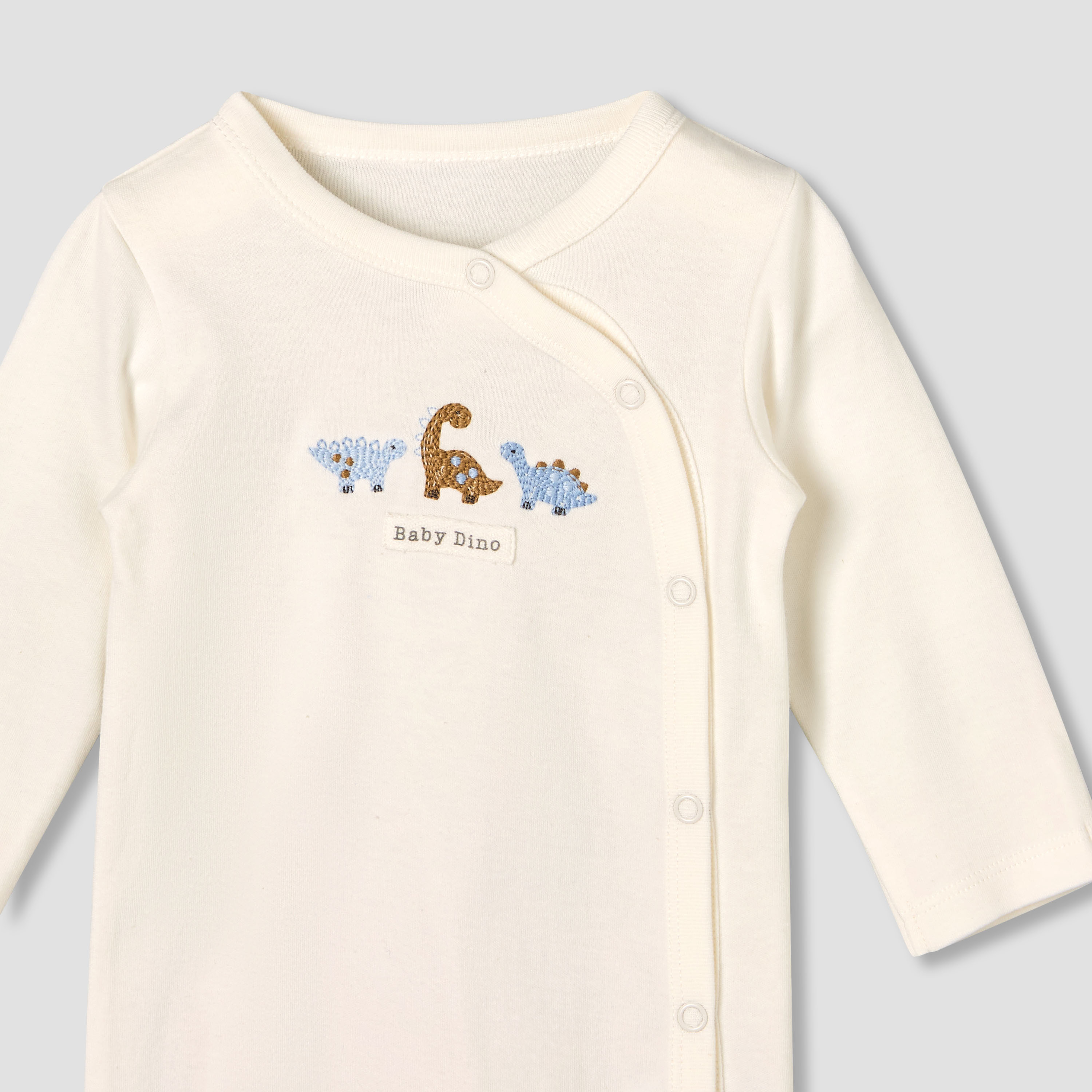Pack of 3 Juniors Cotton Round Neck Long Sleeves Sleepsuit with Dinosaur Print-baby-boys-clothing-nightwear-sleepsuits-image-6