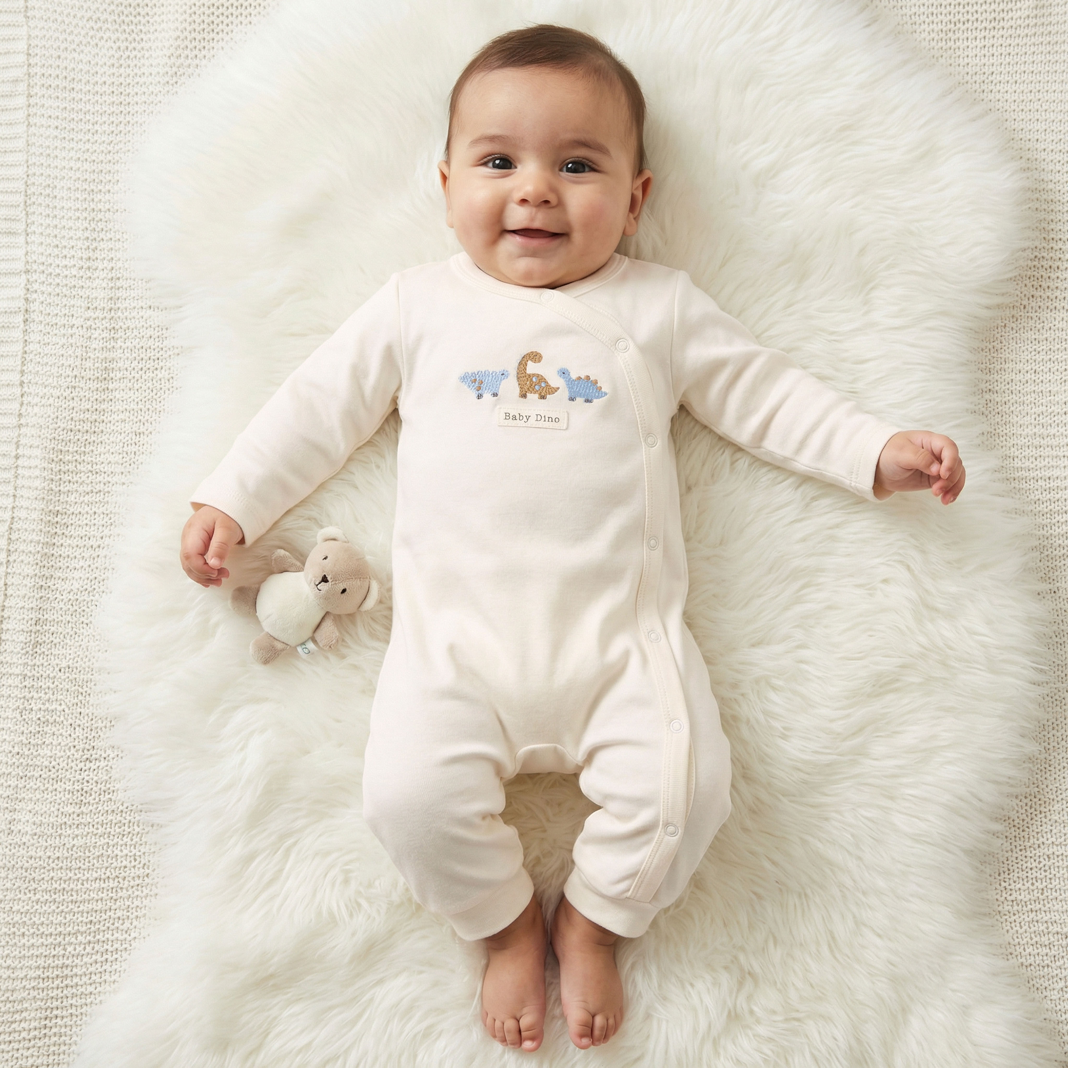 Pack of 3 Juniors Cotton Round Neck Long Sleeves Sleepsuit with Dinosaur Print-baby-boys-clothing-nightwear-sleepsuits-image-2