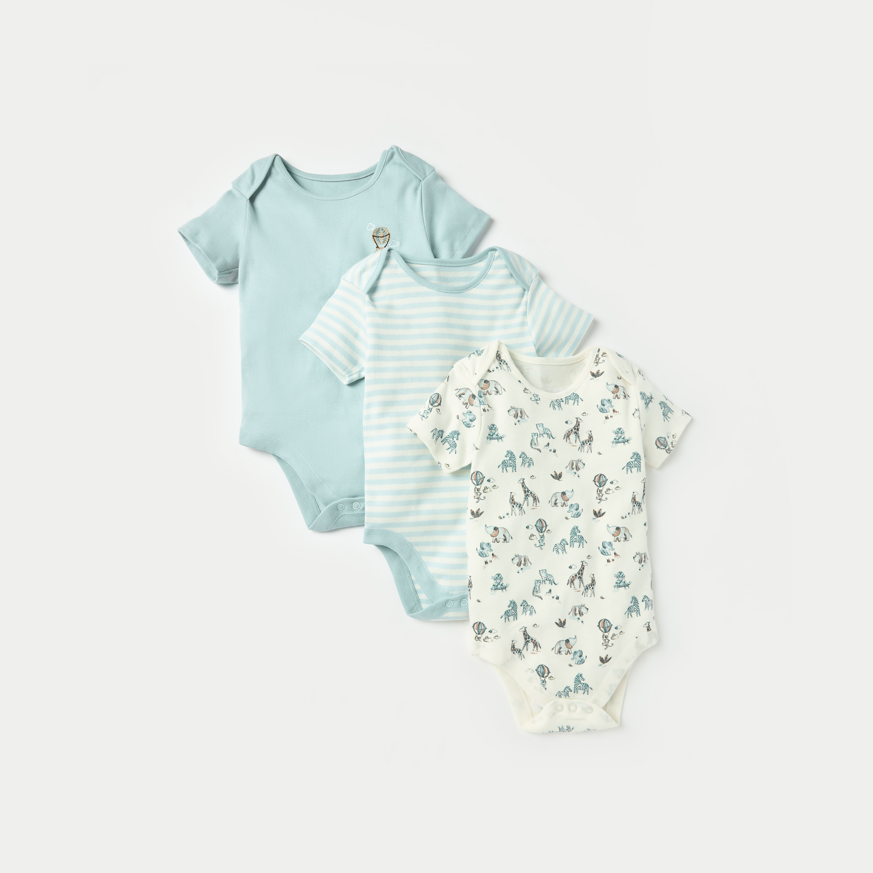 Juniors Printed Bodysuits with Snap Button Closure - Set of 3-baby-boys-clothing-multipacks-image-1