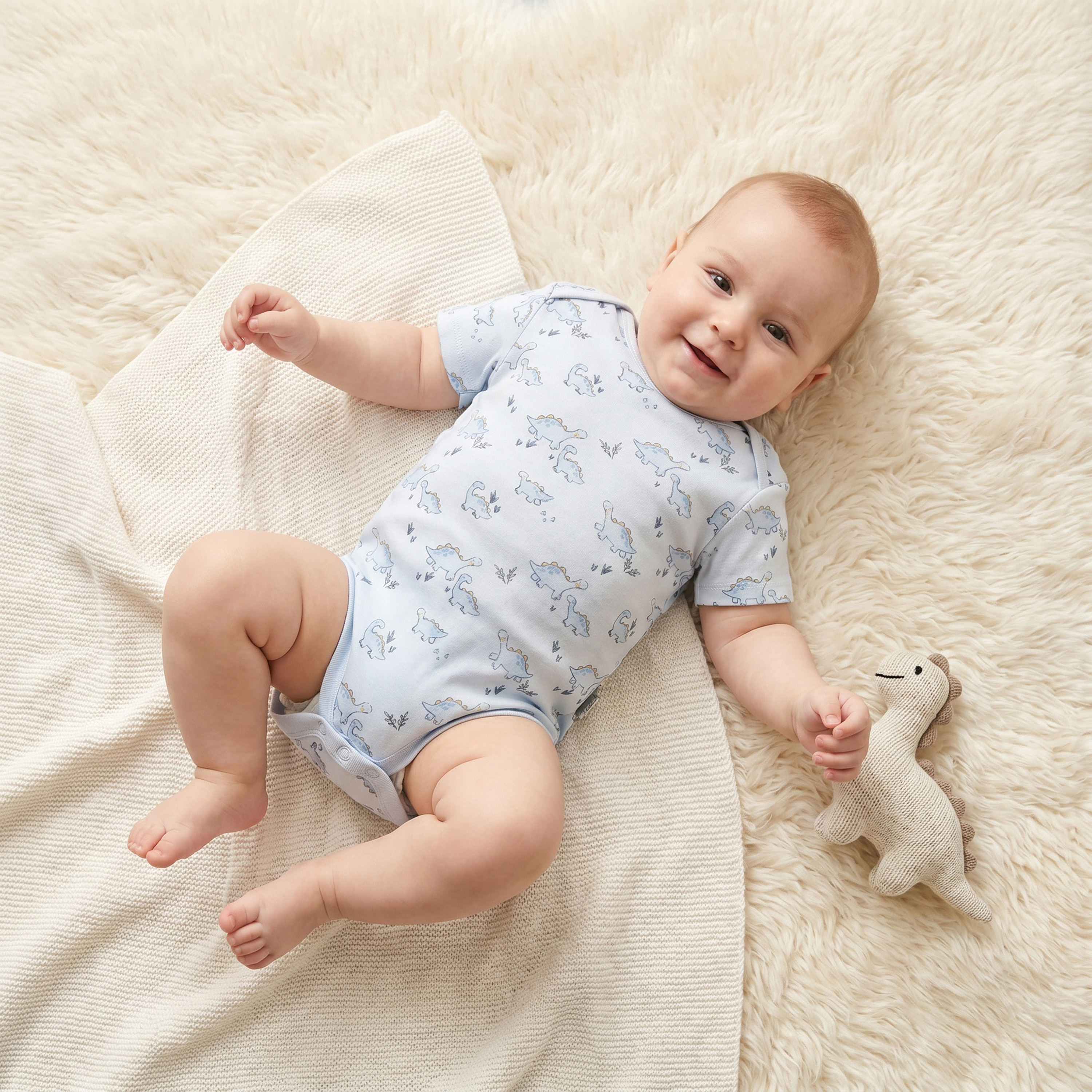 بودي سوت بطبعات ديناصور وياقة مستديرة وأكمام قصيرة من جونيورز - عبوة 3 قطع-baby-boys-clothing-bodysuits-image-2