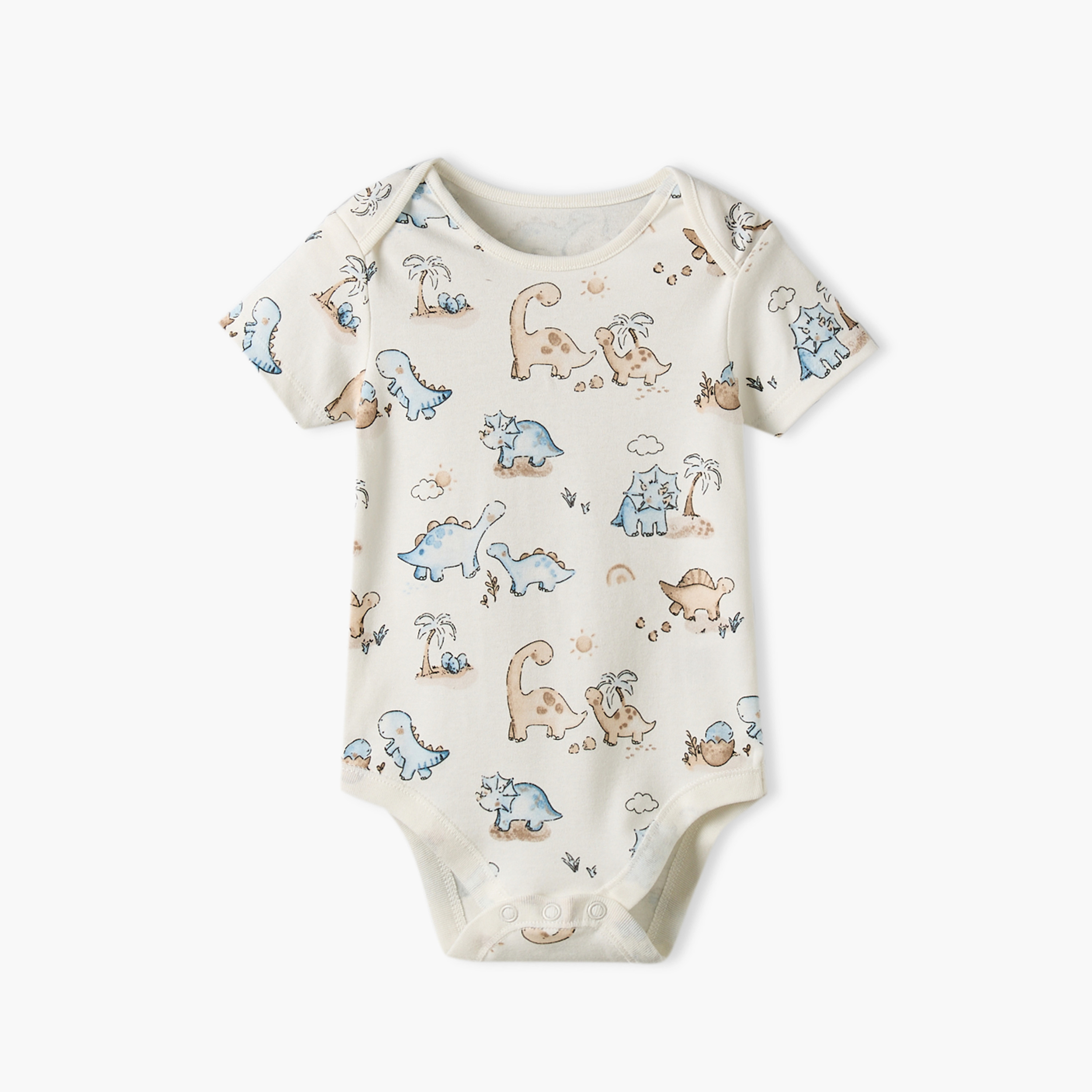 بودي سوت بطبعات ديناصور وياقة مستديرة وأكمام قصيرة من جونيورز - عبوة 3 قطع-baby-boys-clothing-bodysuits-image-5