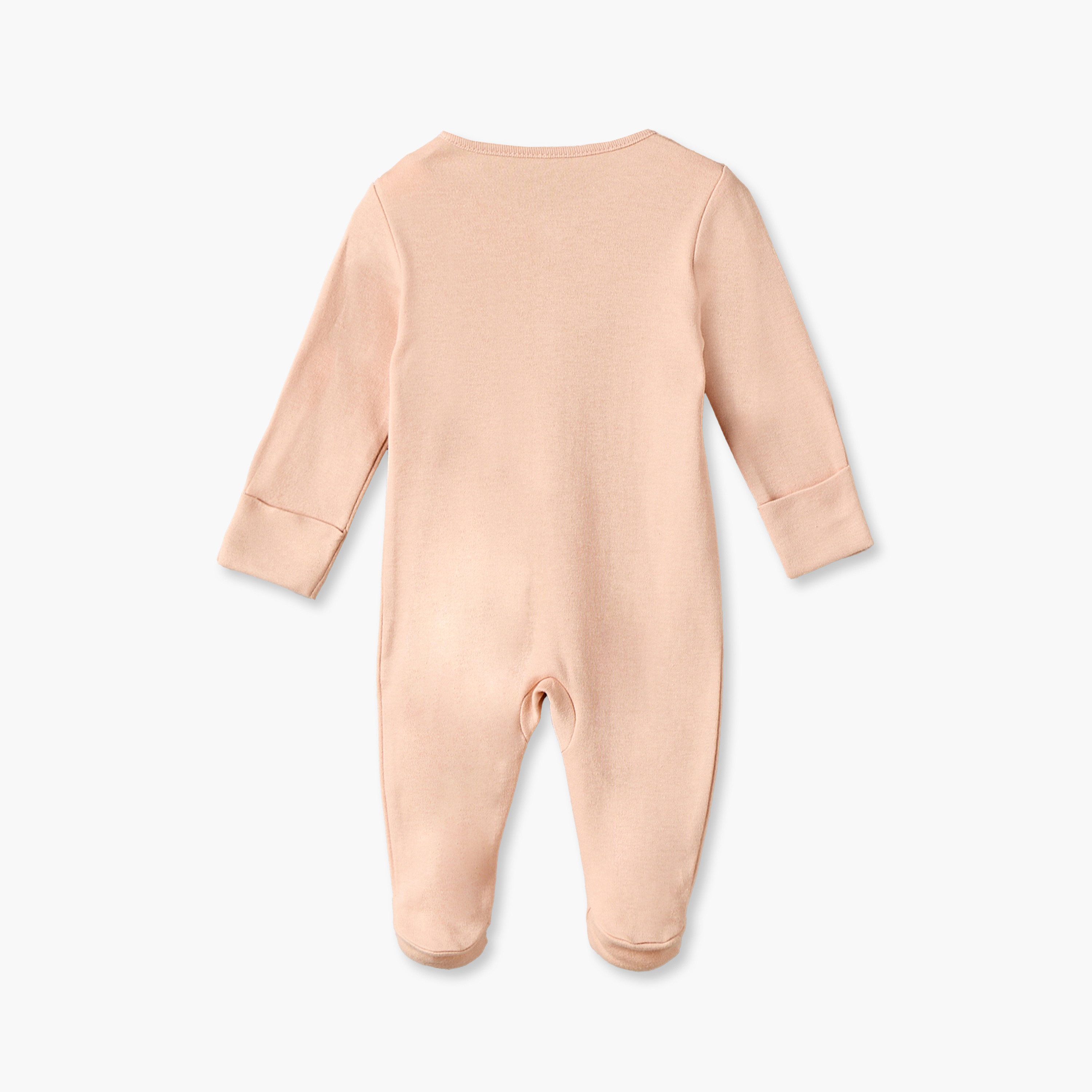 Pack of 3 Juniors Cotton Round Neck Long Sleeves Sleepsuit with Snap Button Closure-baby-girls-clothing-nightwear-sleepsuits-image-4