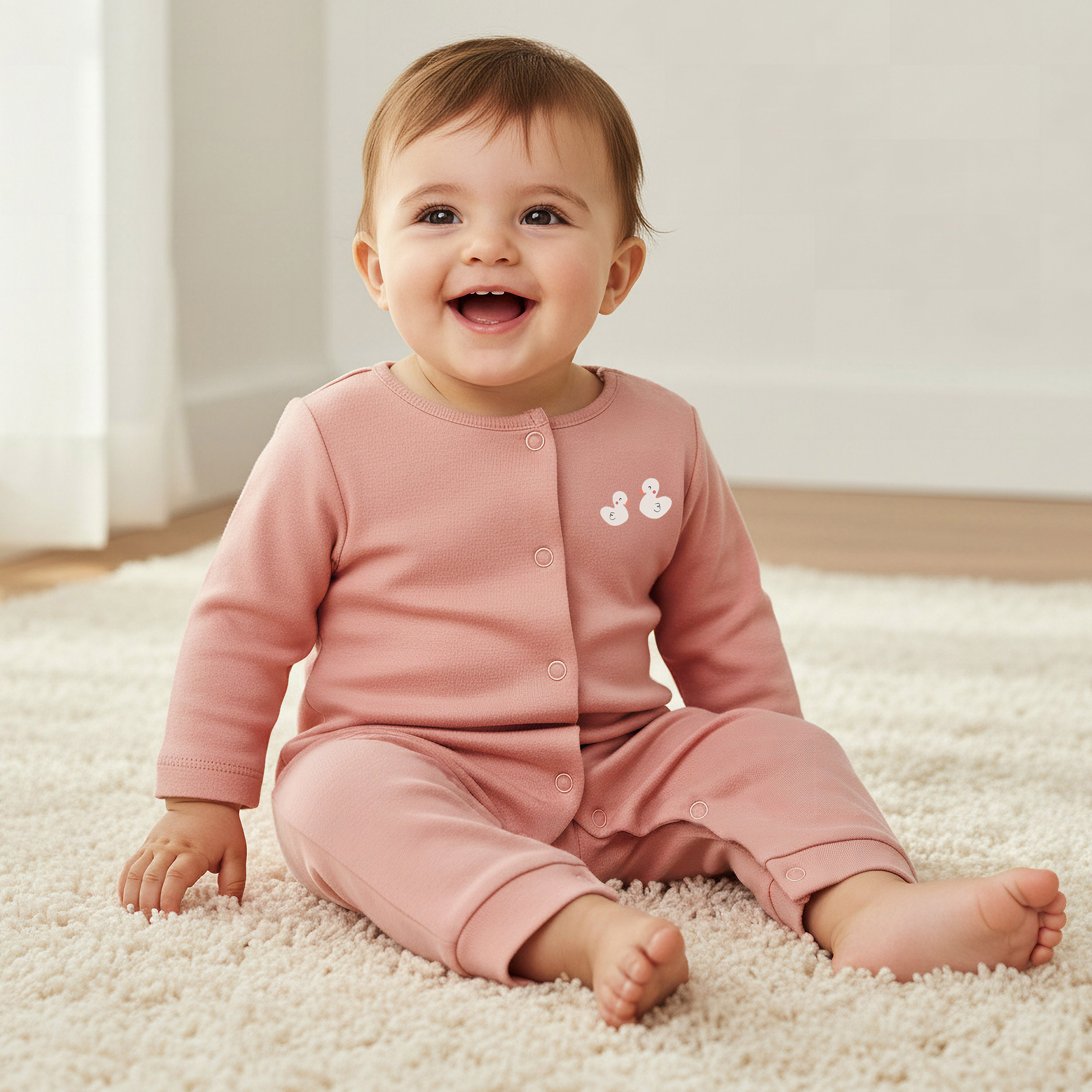 Pack of 5 Juniors Cotton Round Neck Long Sleeves Sleepsuit with Print-baby-girls-clothing-nightwear-sleepsuits-image-2