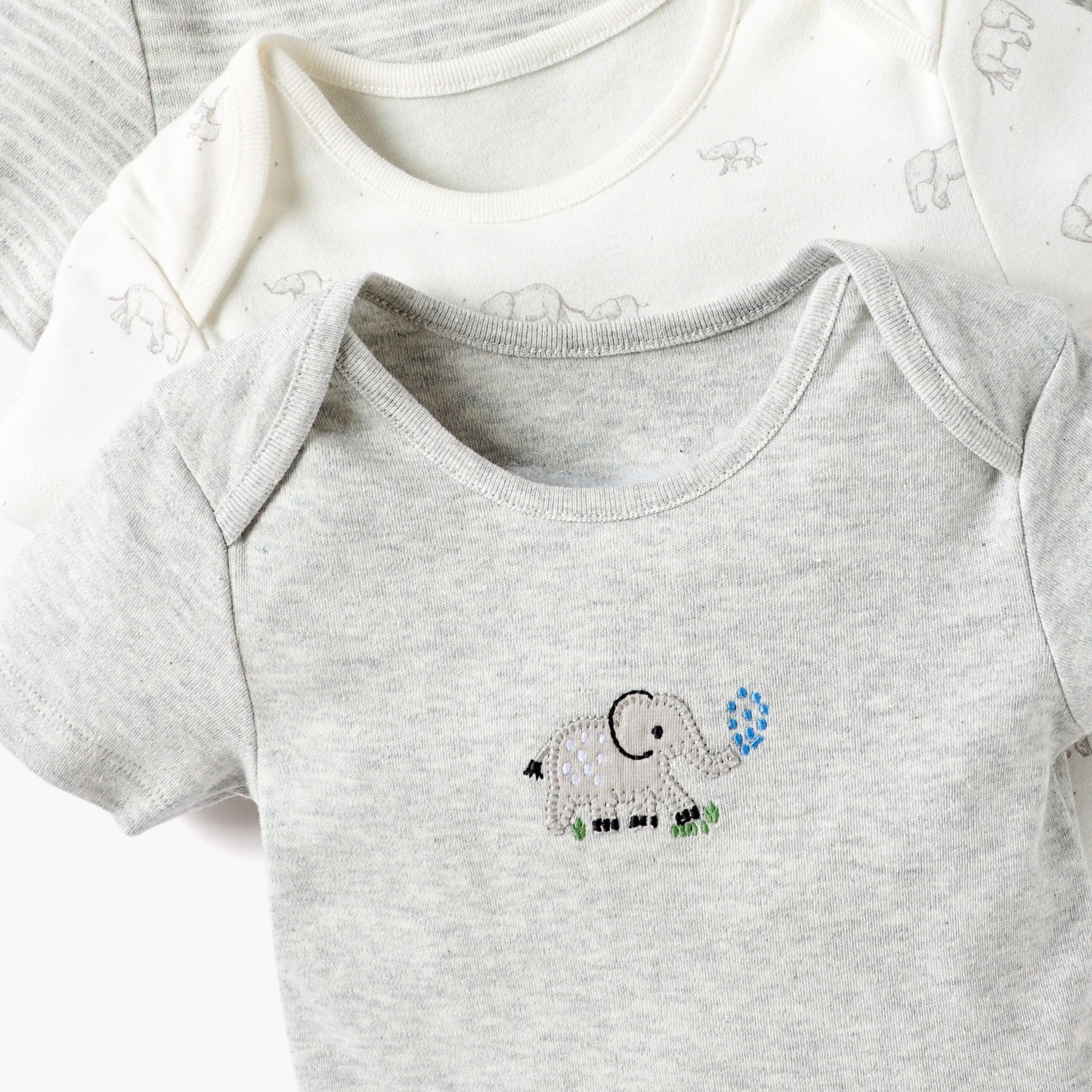 Juniors Assorted Bodysuit with Short Sleeves and Button Closure - Set of 3-baby-boys-clothing-bodysuits-image-5