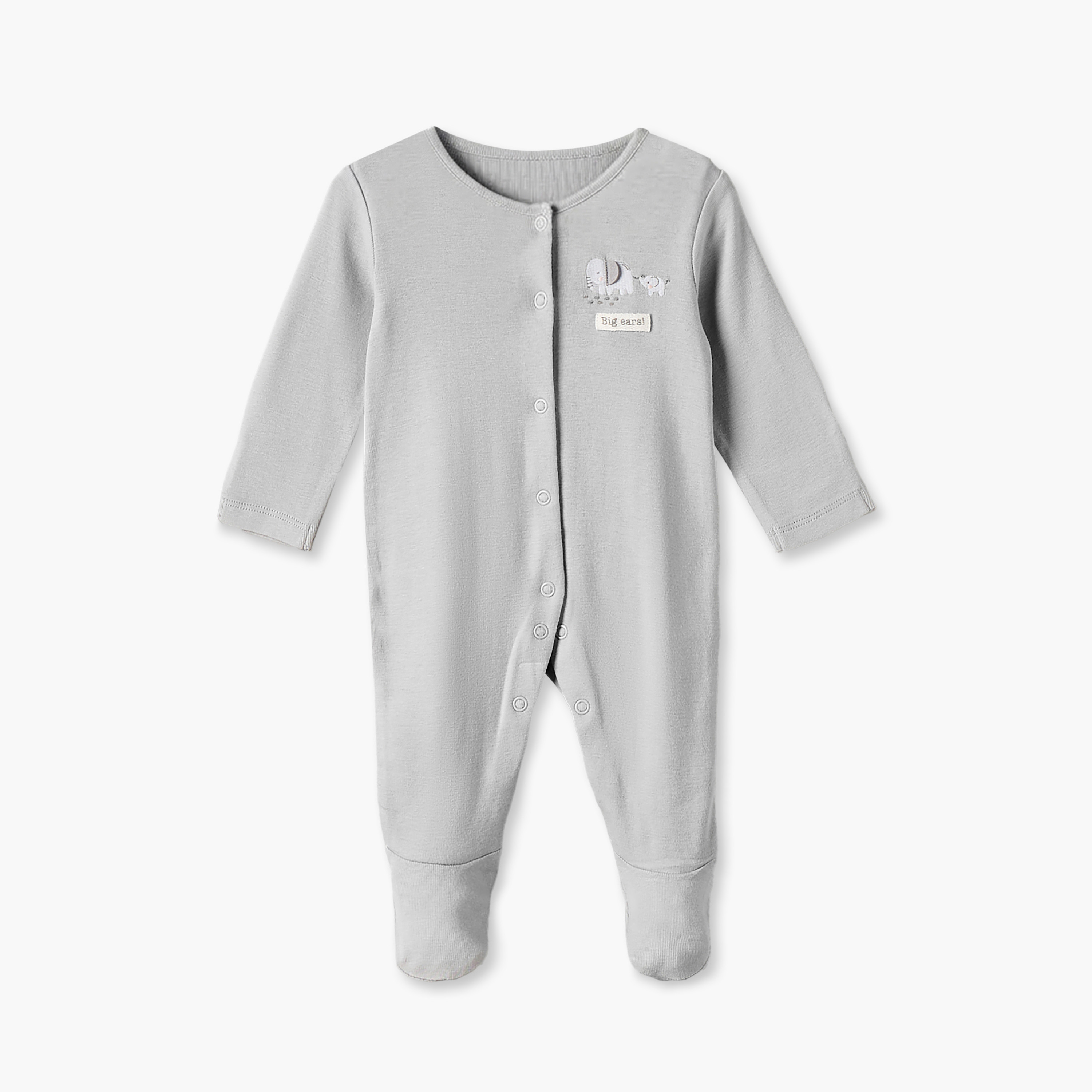 طقم بدلة نوم قطن بياقة ضيقة وأكمام طويلة وطبعات فيل 3 قطع من جونيورز-baby-boys-clothing-nightwear-sleepsuits-image-3