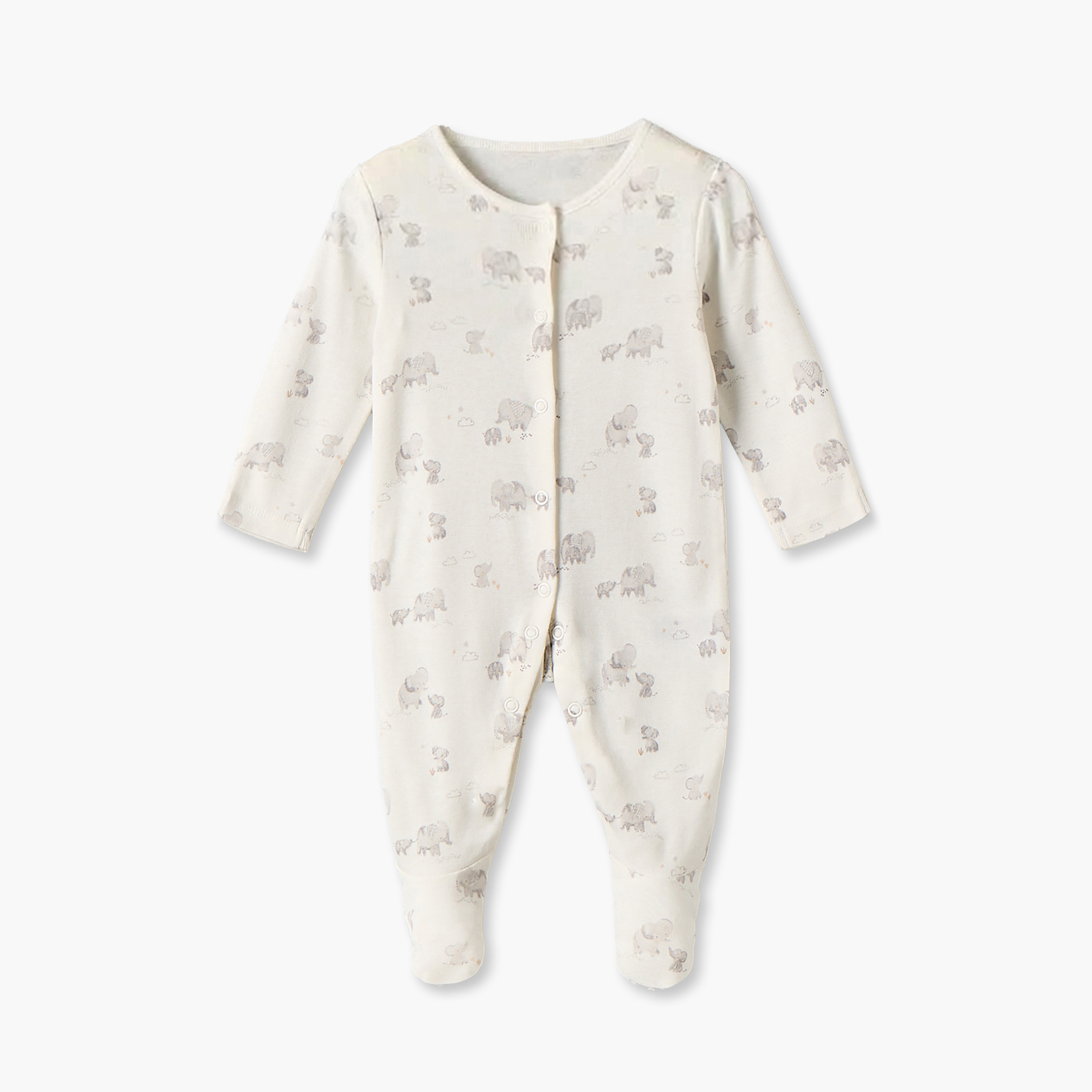 طقم بدلة نوم قطن بياقة ضيقة وأكمام طويلة وطبعات فيل 3 قطع من جونيورز-baby-boys-clothing-nightwear-sleepsuits-image-6