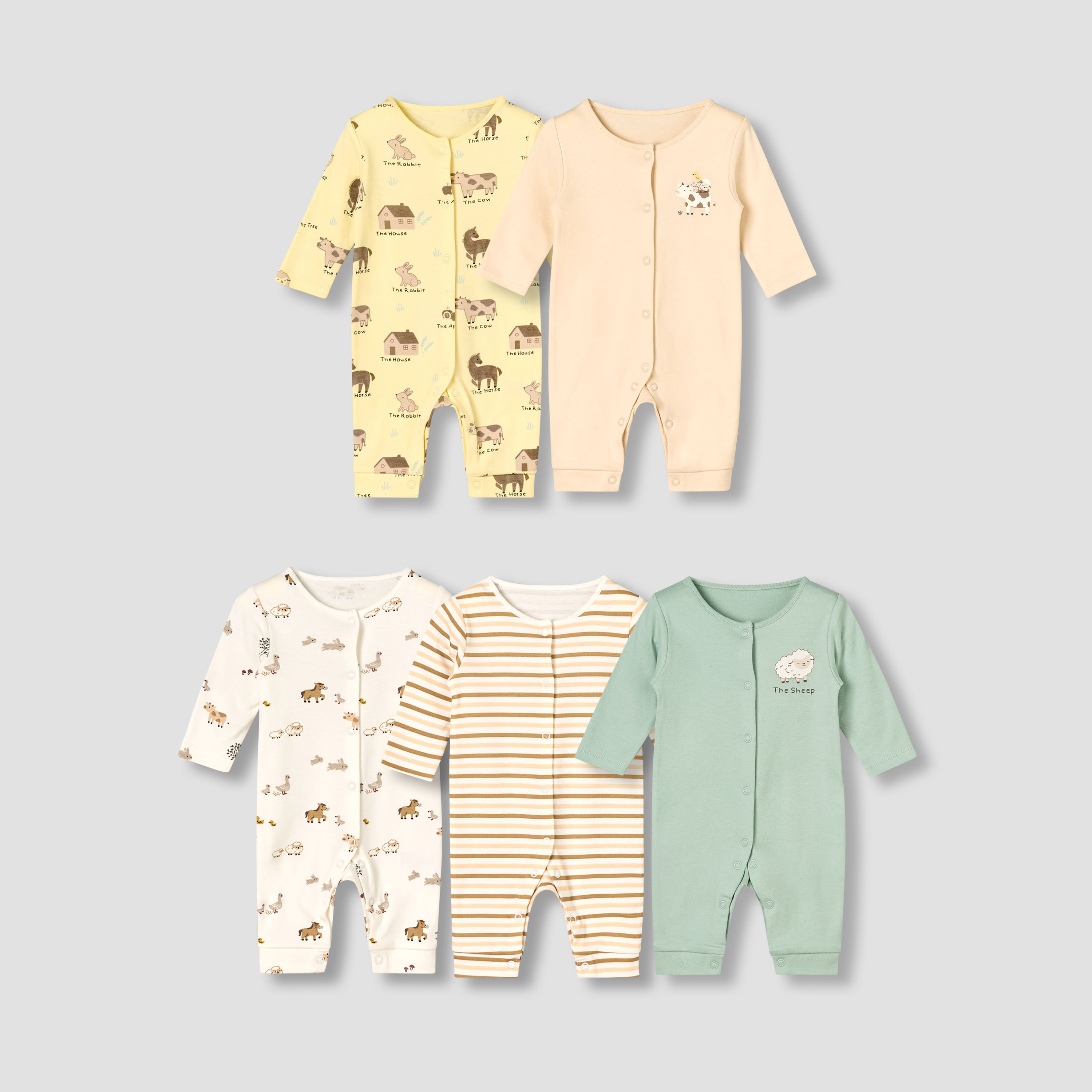 Pack of 5 Juniors Round Neck Long Sleeves Sleepsuit with Print-baby-boys-clothing-nightwear-sleepsuits-image-1