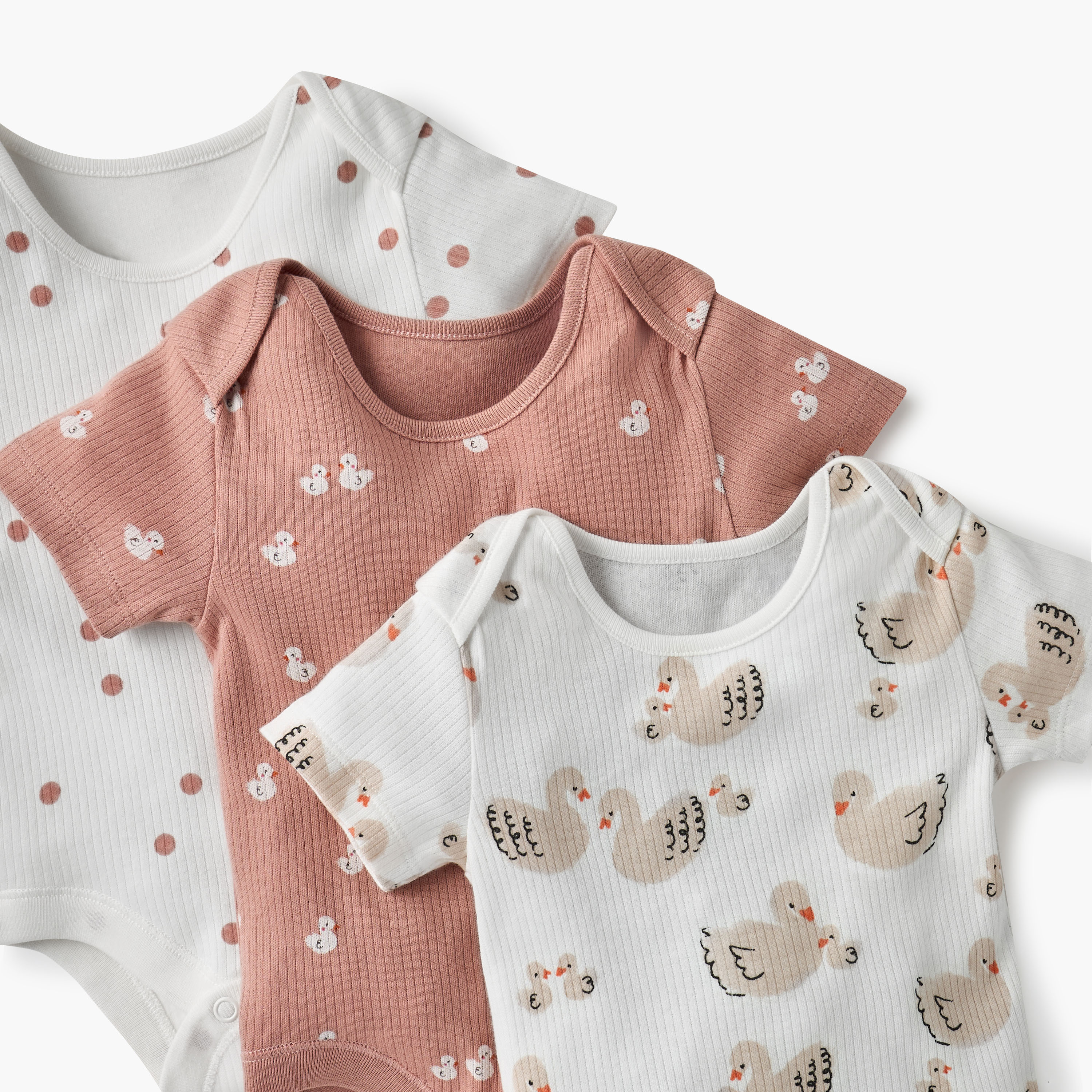 Juniors Printed Bodysuit with Short Sleeves and Button Closure - Set of 3-baby-girls-clothing-multipacks-image-5