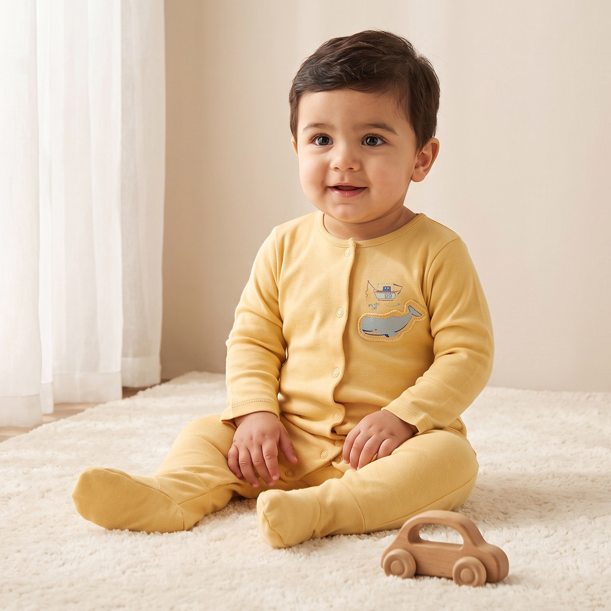 Pack of 3 Juniors Cotton Crew Neck Long Sleeves Sleepsuit with Snap Button Closure-baby-boys-clothing-nightwear-sleepsuits-image-2