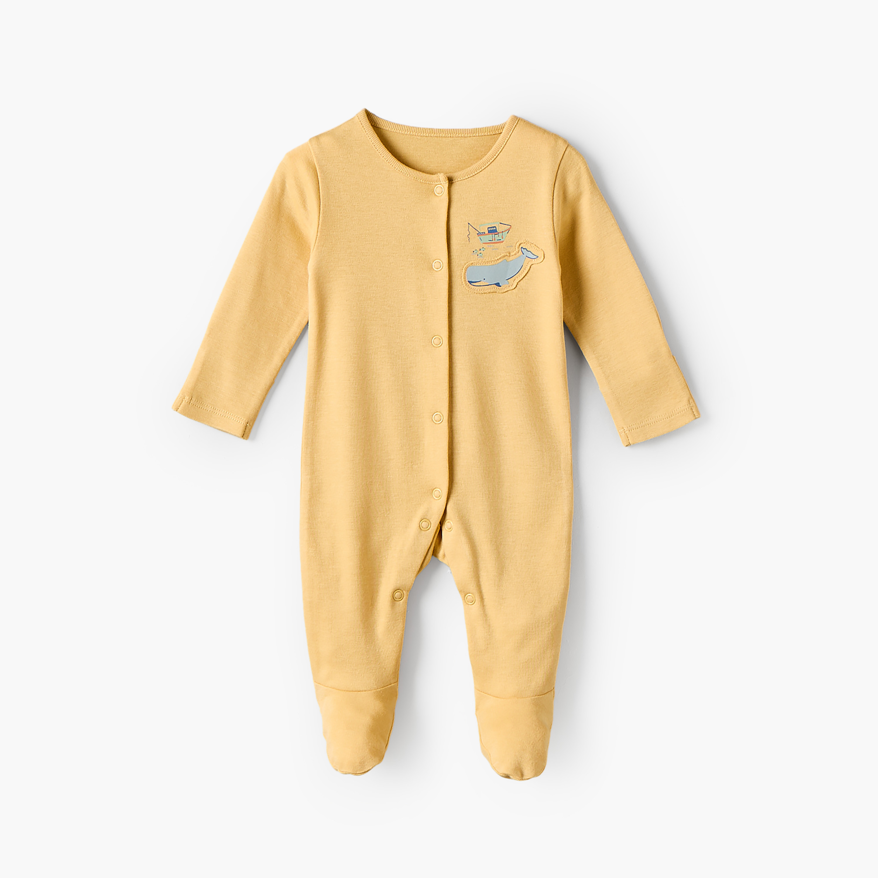 Pack of 3 Juniors Cotton Crew Neck Long Sleeves Sleepsuit with Snap Button Closure-baby-boys-clothing-nightwear-sleepsuits-image-3