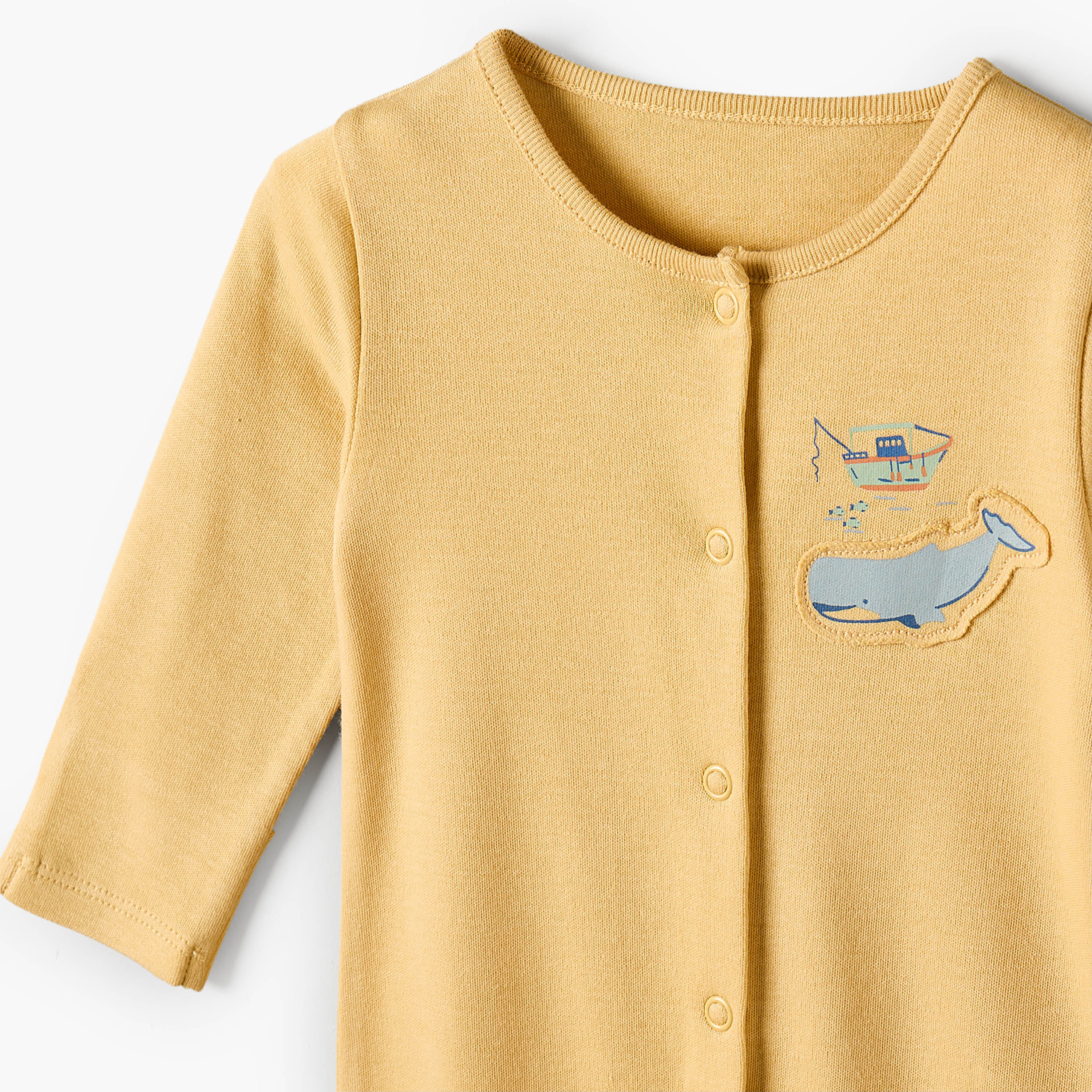 Pack of 3 Juniors Cotton Crew Neck Long Sleeves Sleepsuit with Snap Button Closure-baby-boys-clothing-nightwear-sleepsuits-image-7