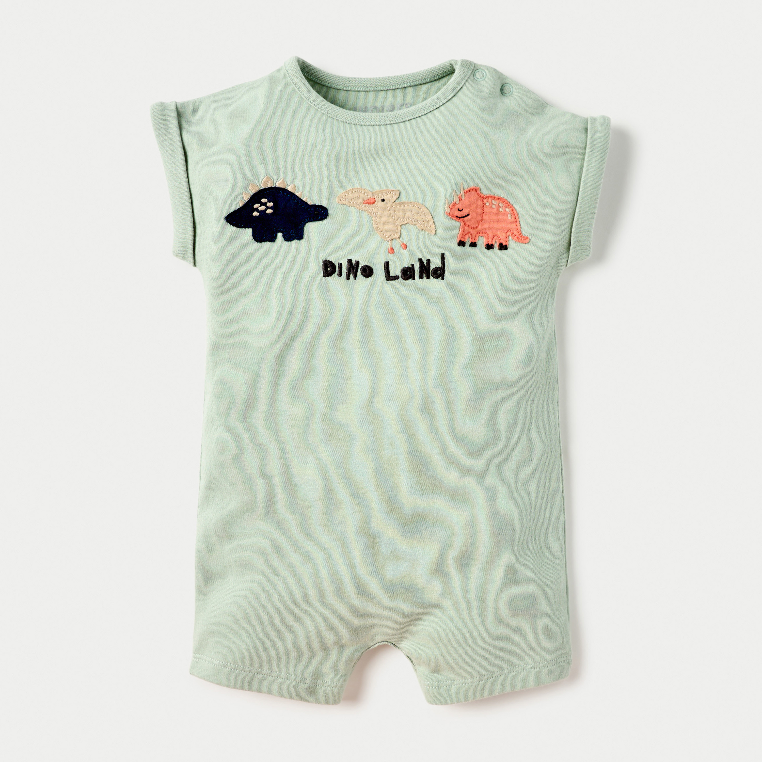 Juniors Dino Print Romper with Short Sleeves and Button Closure  - Set of 2-baby-boys-clothing-multipacks-image-2