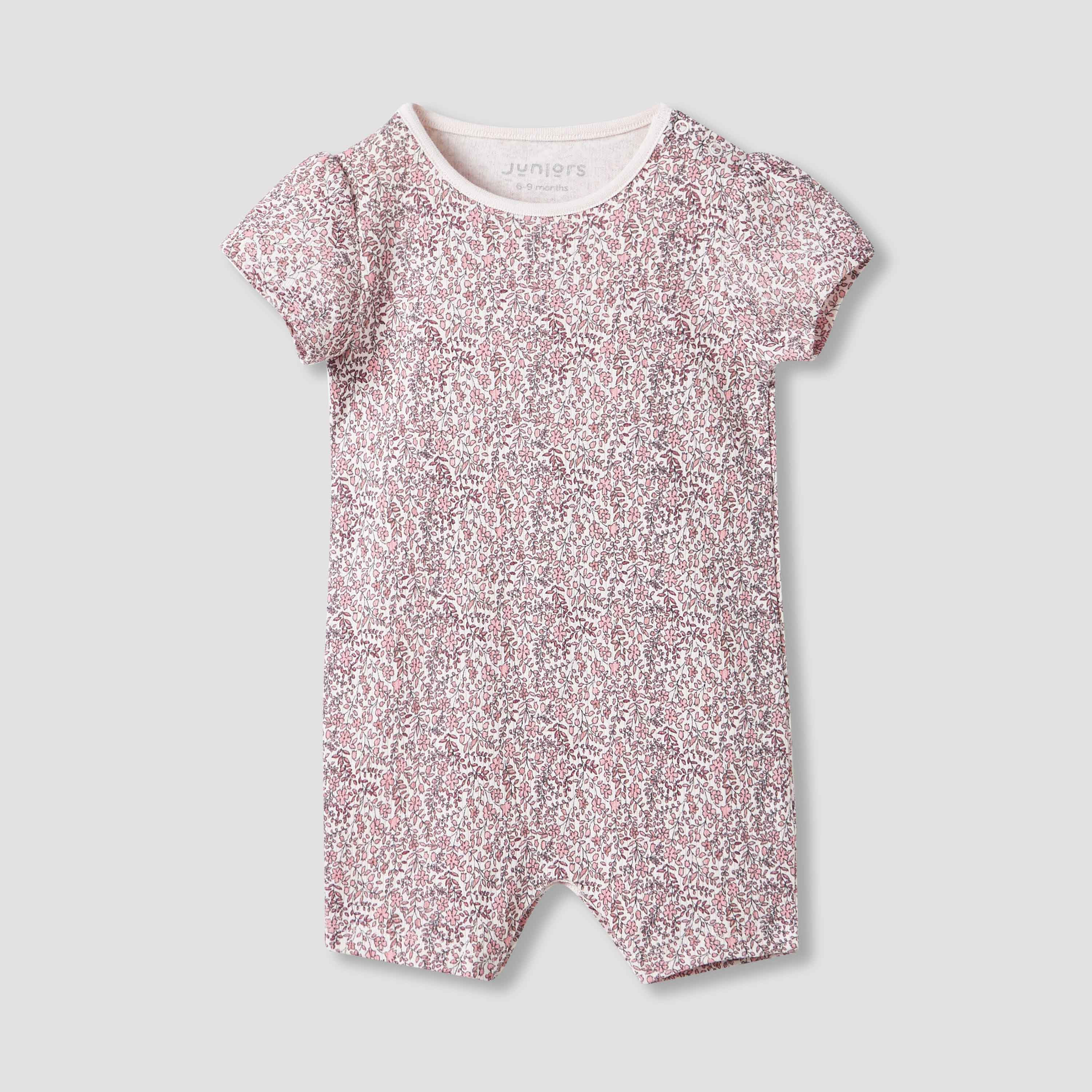 Juniors Floral Print Romper with Short Sleeves - Set of 2-baby-girls-clothing-nightwear-sleepsuits-image-3