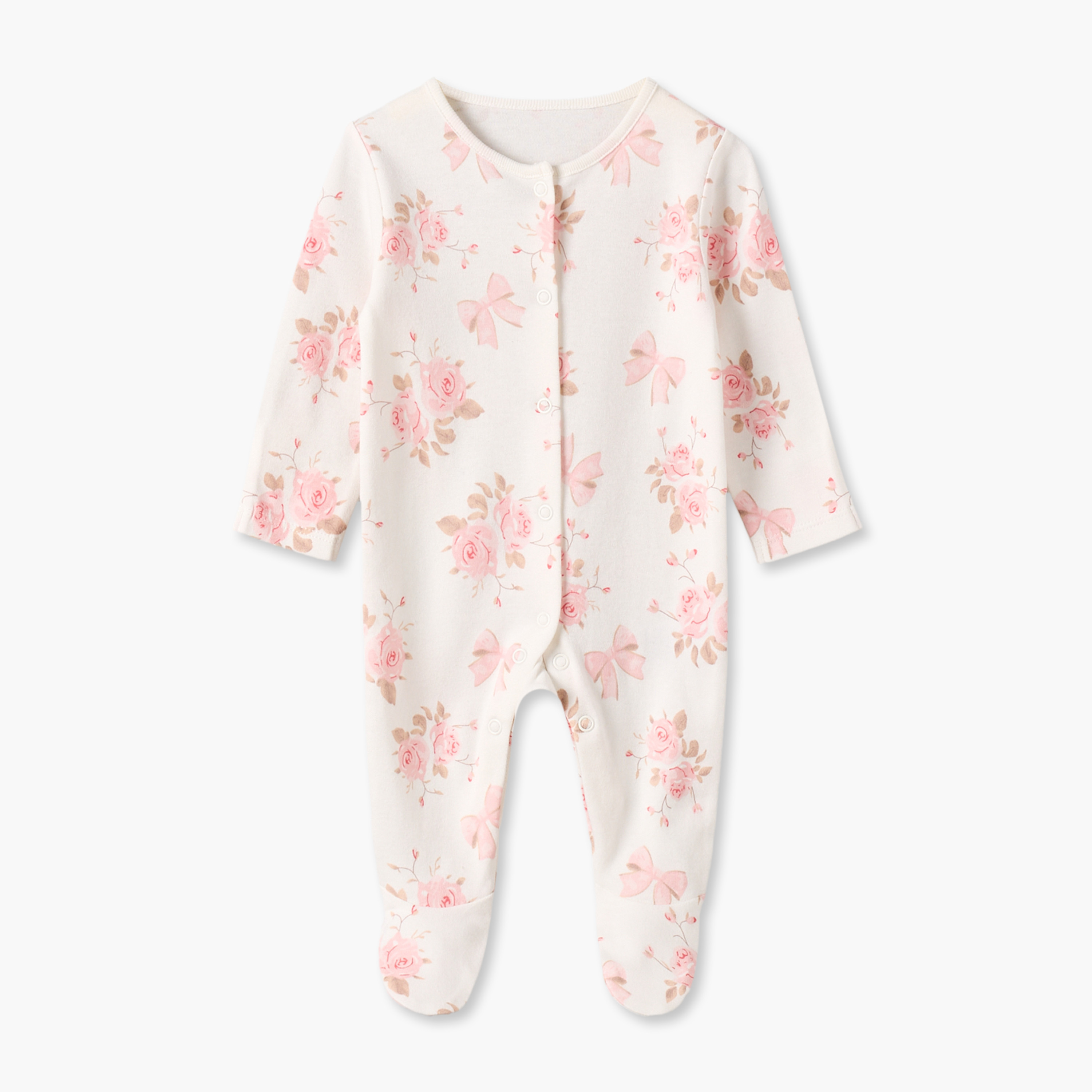 Pack of 3 Juniors Cotton Crew Neck Long Sleeves Sleepsuit with Floral Print-baby-girls-clothing-nightwear-sleepsuits-image-5