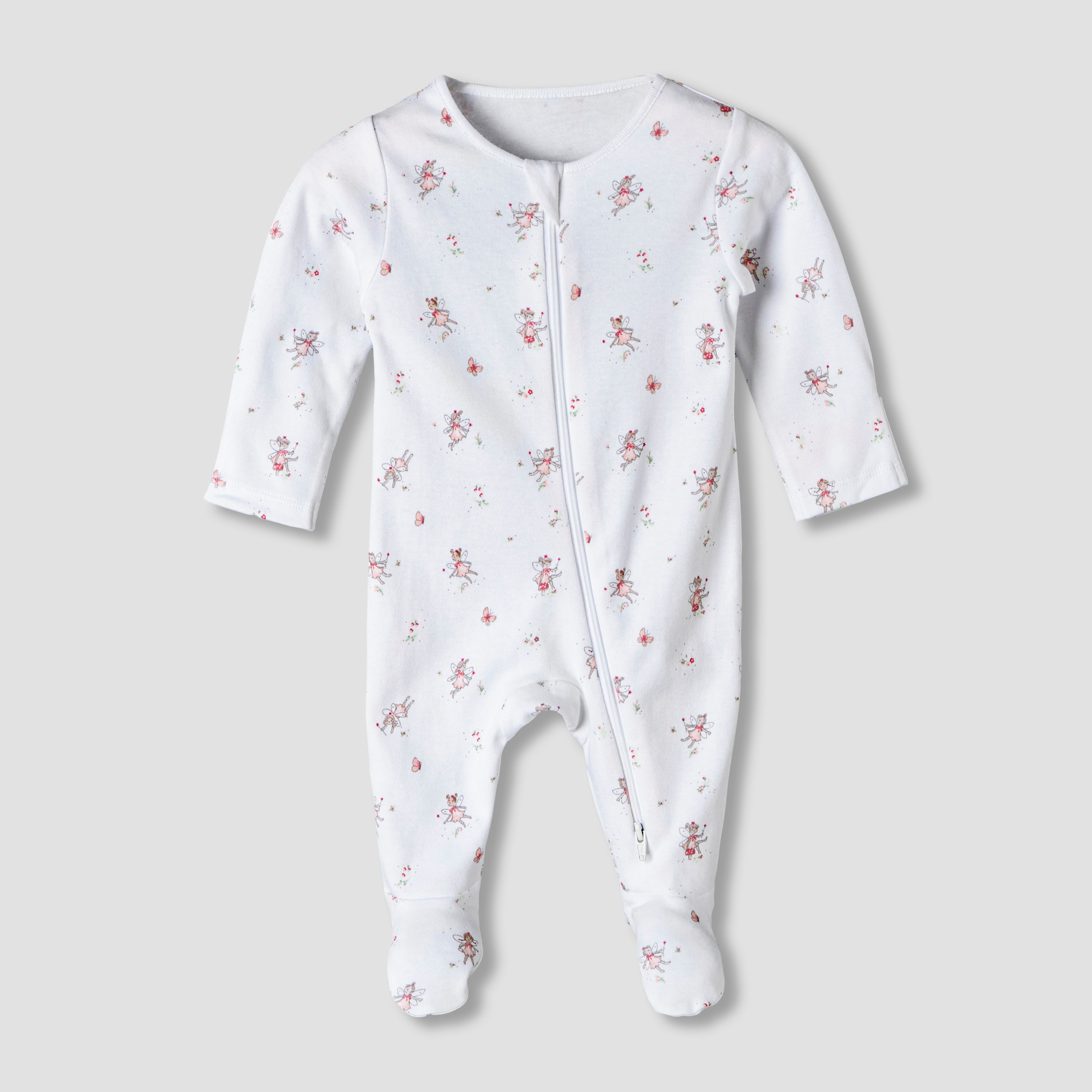 Pack of 3 Juniors Organic Cotton Round Neck Long Sleeves Sleepsuit with Floral Print-baby-girls-clothing-nightwear-sleepsuits-image-3