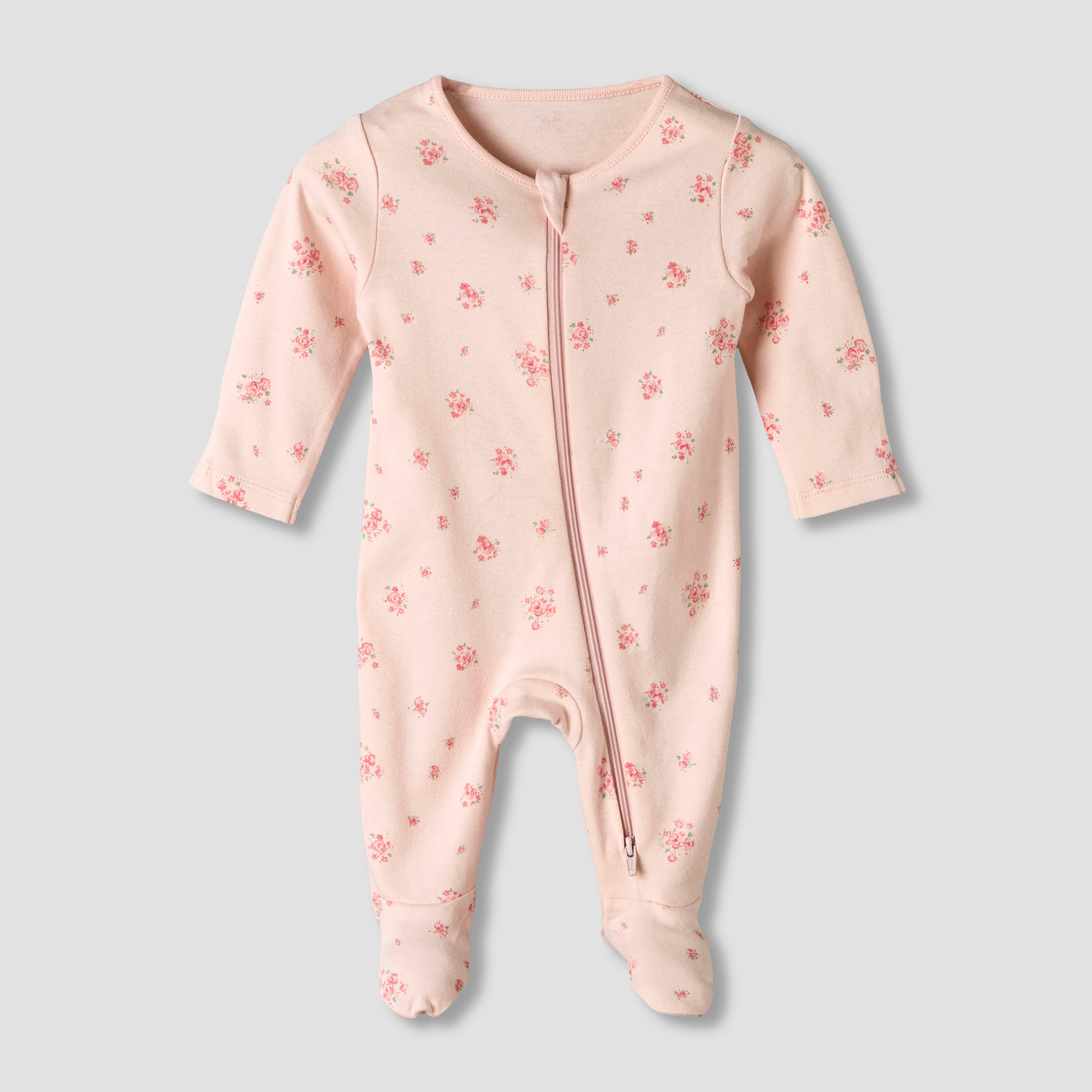 Pack of 3 Juniors Organic Cotton Round Neck Long Sleeves Sleepsuit with Floral Print-baby-girls-clothing-nightwear-sleepsuits-image-5