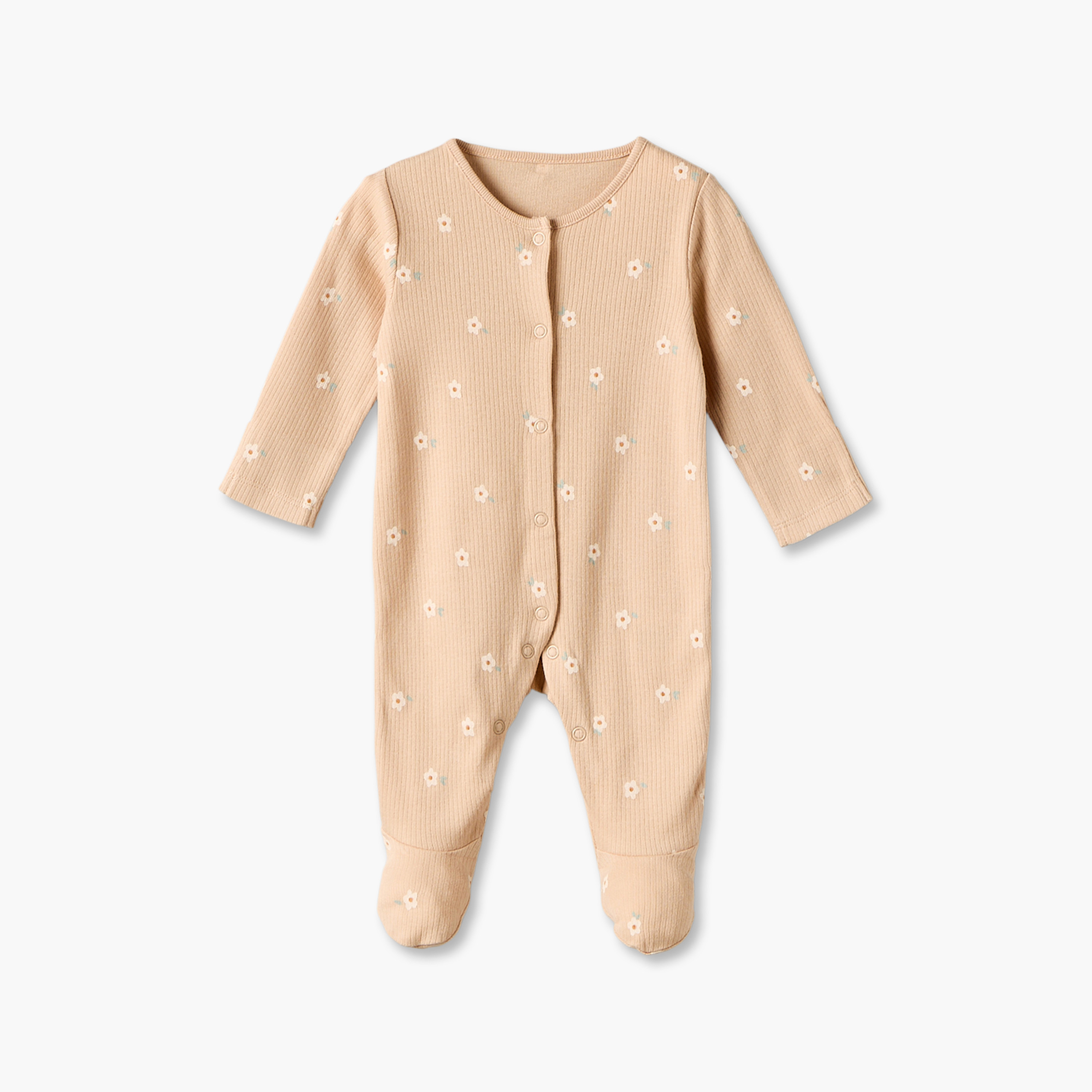 Pack of 3 Cotton Crew Neck Long Sleeves Sleepsuit with Snap Button Closure-baby-girls-clothing-nightwear-sleepsuits-image-6