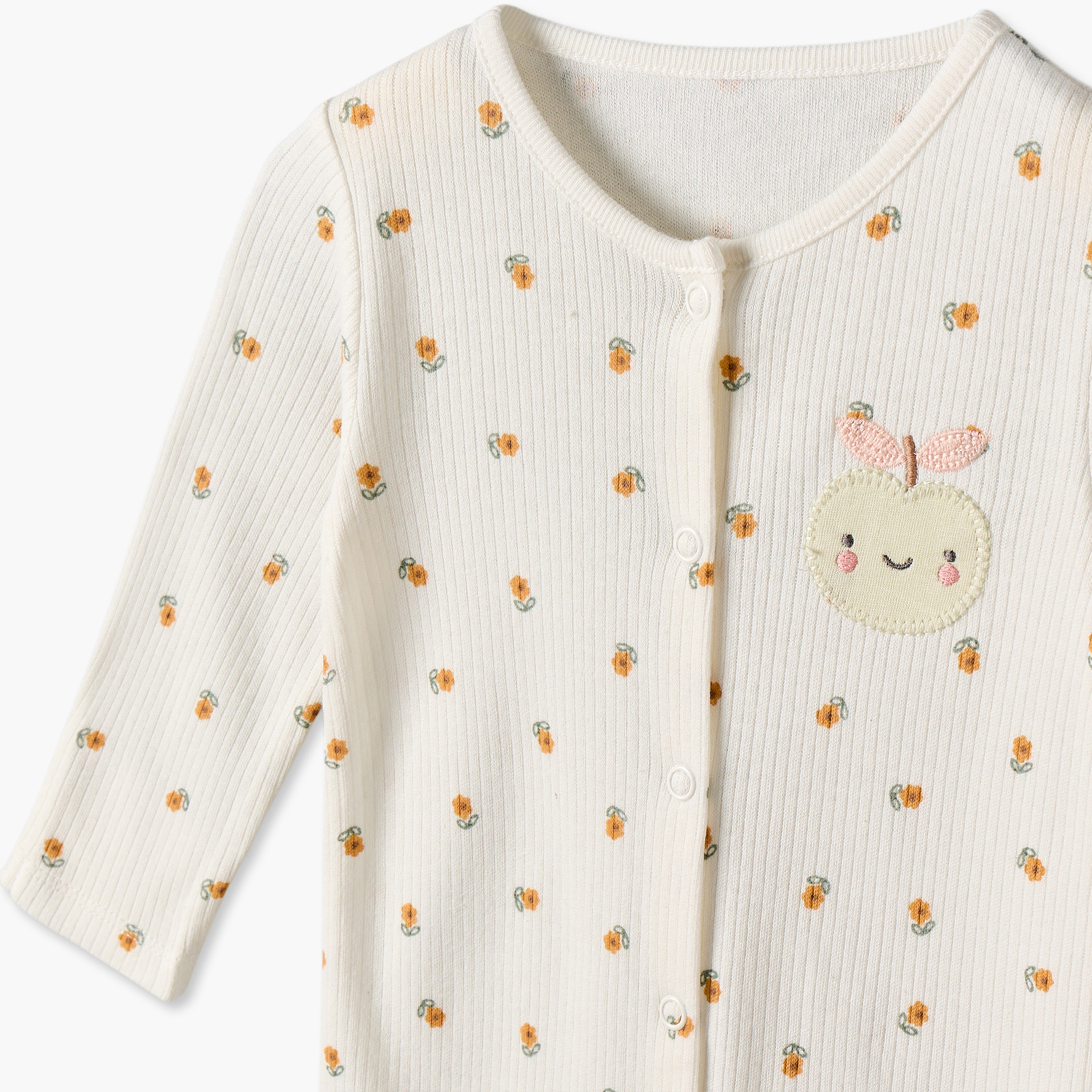 Pack of 3 Cotton Crew Neck Long Sleeves Sleepsuit with Snap Button Closure-baby-girls-clothing-nightwear-sleepsuits-image-7