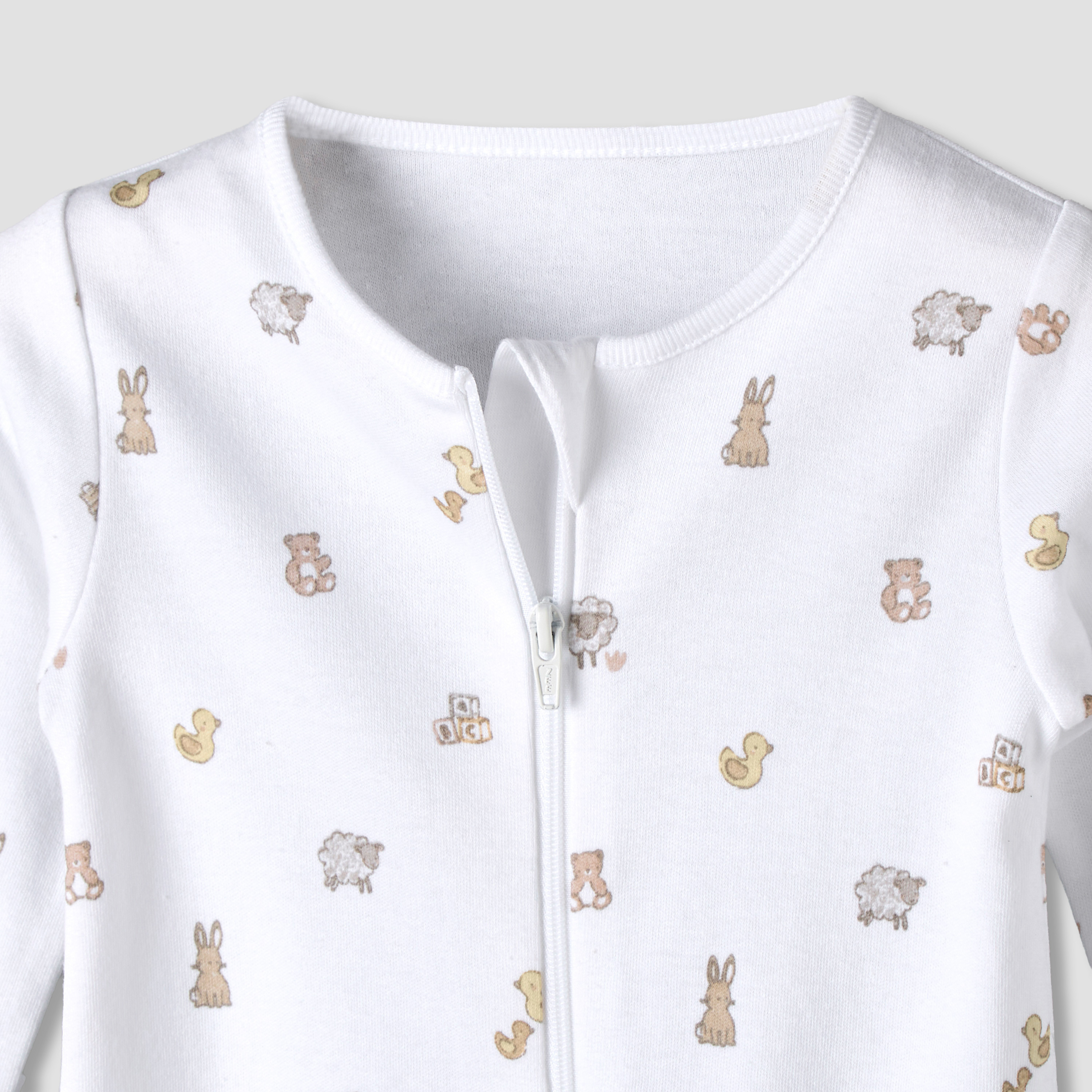 Pack of 3 Juniors Organic Cotton Round Neck Long Sleeves Sleepsuit with Print-baby-girls-clothing-nightwear-sleepsuits-image-6