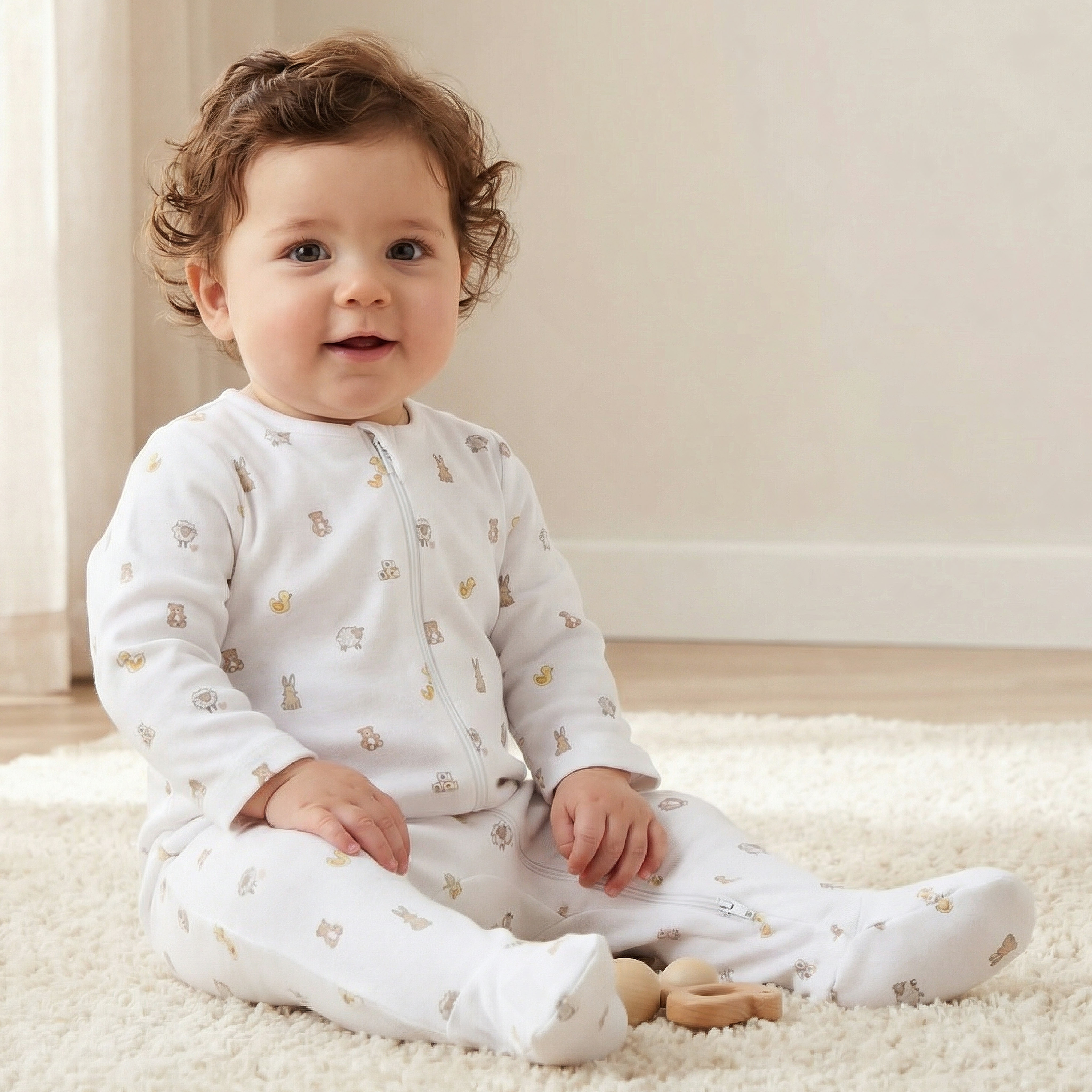 Pack of 3 Juniors Organic Cotton Round Neck Long Sleeves Sleepsuit with Print-baby-girls-clothing-nightwear-sleepsuits-image-2