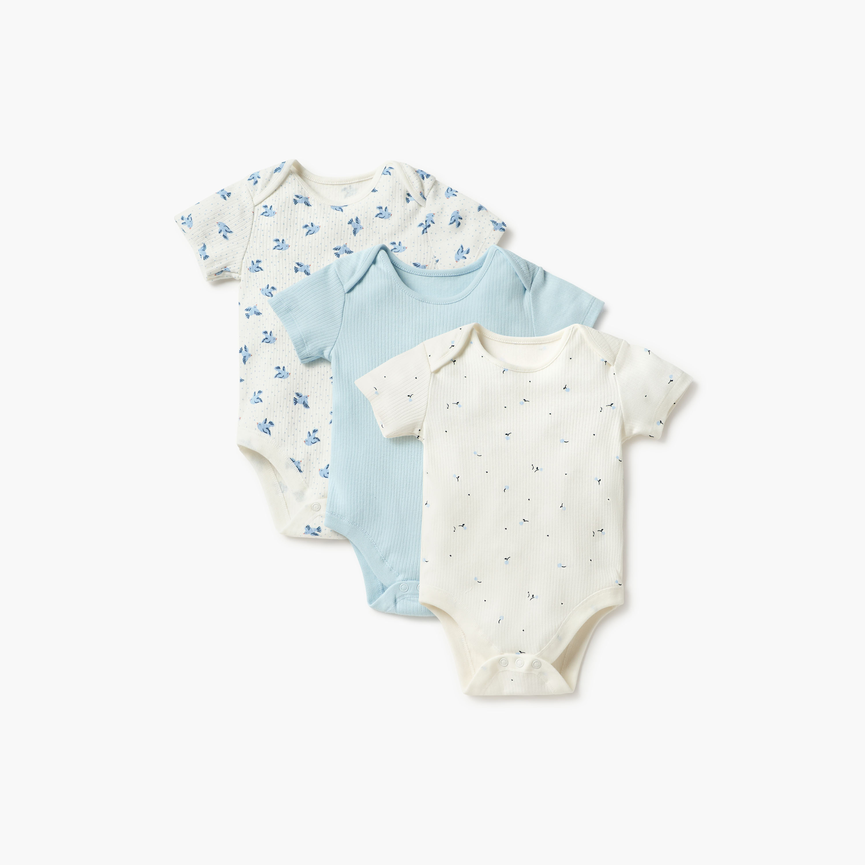 Juniors Printed Bodysuit with Short Sleeves and Button Closure - Set of 3-baby-boys-clothing-multipacks-image-1