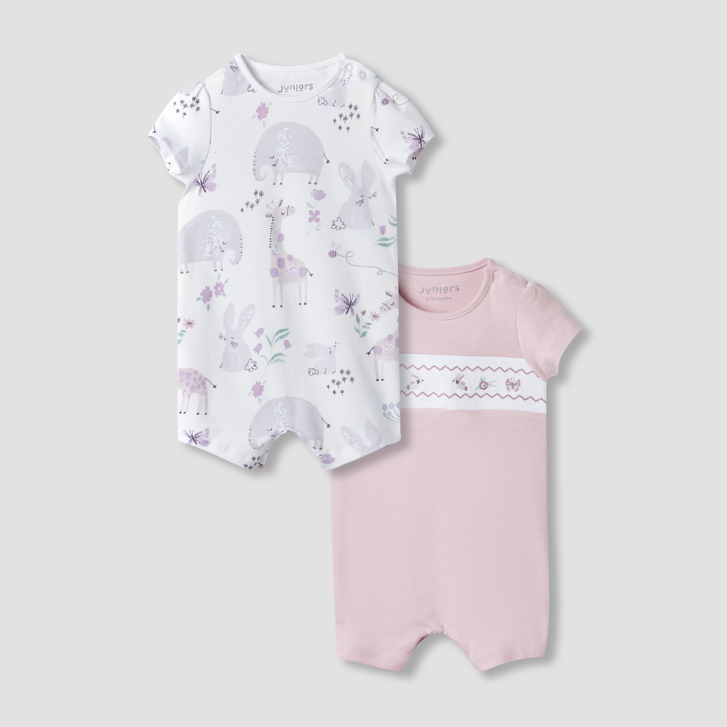 Juniors Animal Print Romper with Short Sleeves - Set of 2-girls-clothing-rompers-image-1