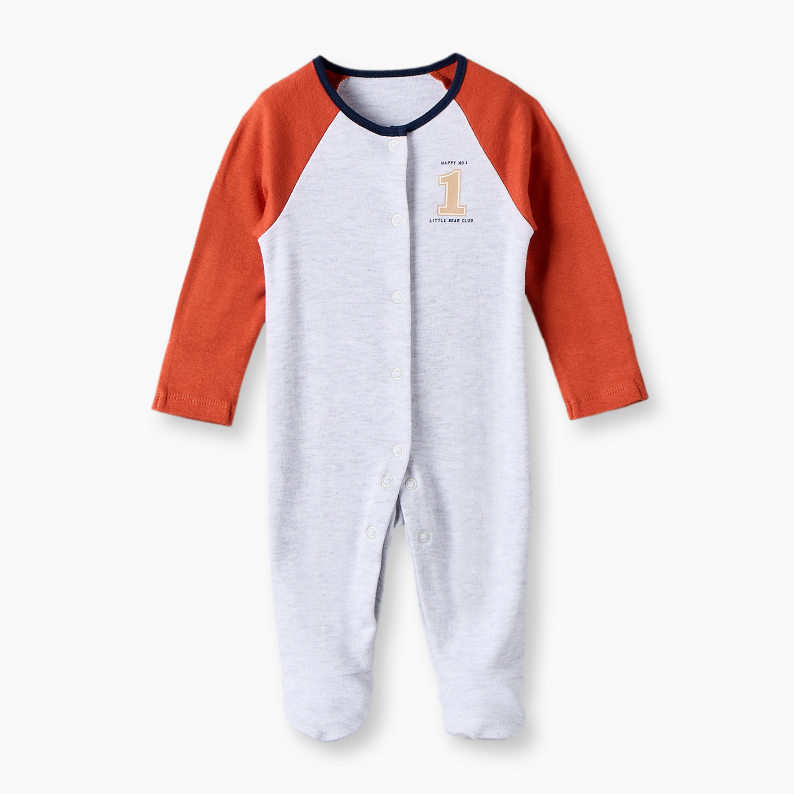 Pack of 3 Juniors Cotton Crew Neck Long Sleeves Sleepsuit with Snap Button Closure-baby-boys-clothing-nightwear-sleepsuits-image-5