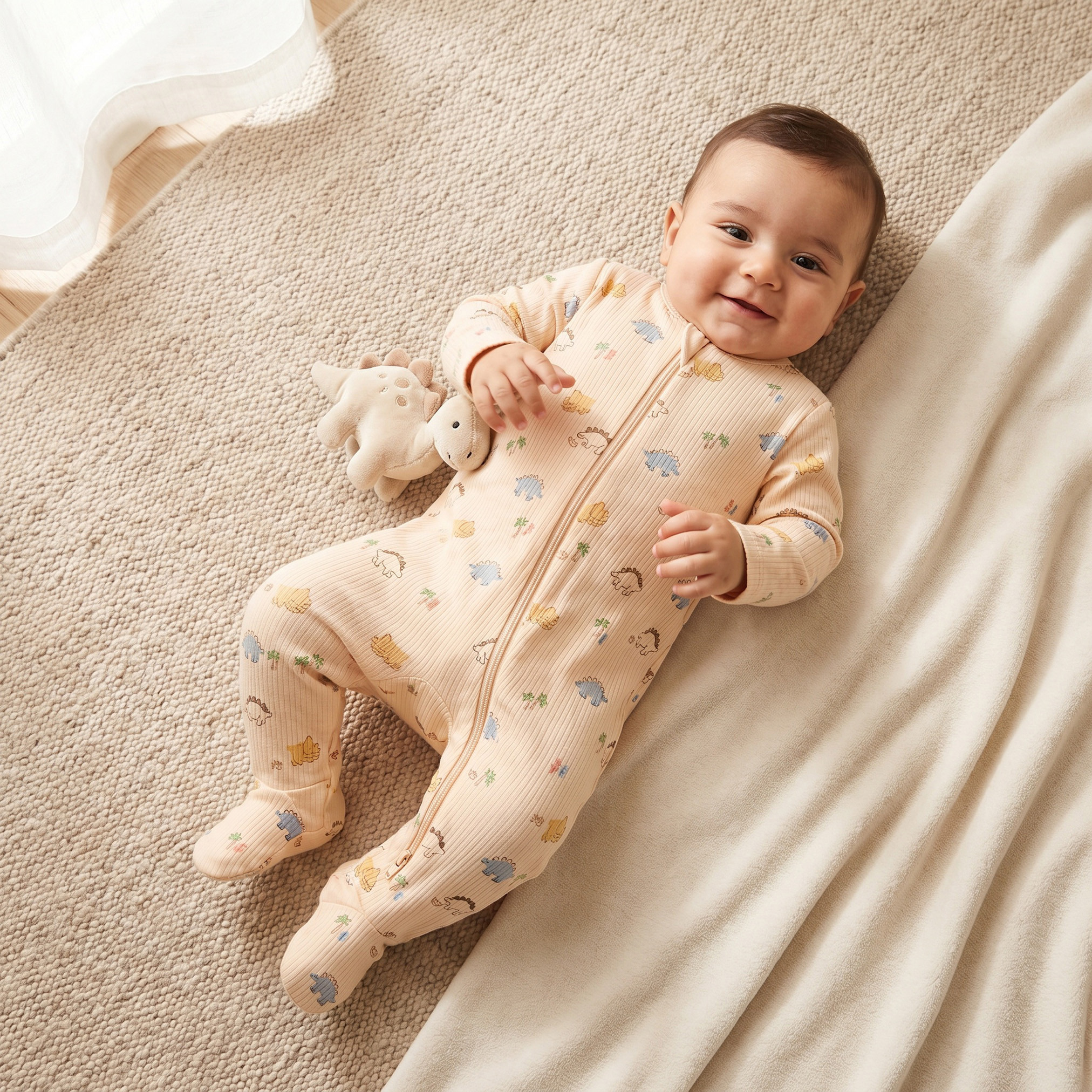 Pack of 3 Juniors Organic Cotton Crew Neck Long Sleeves Sleepsuit with Print-baby-boys-clothing-nightwear-sleepsuits-image-2