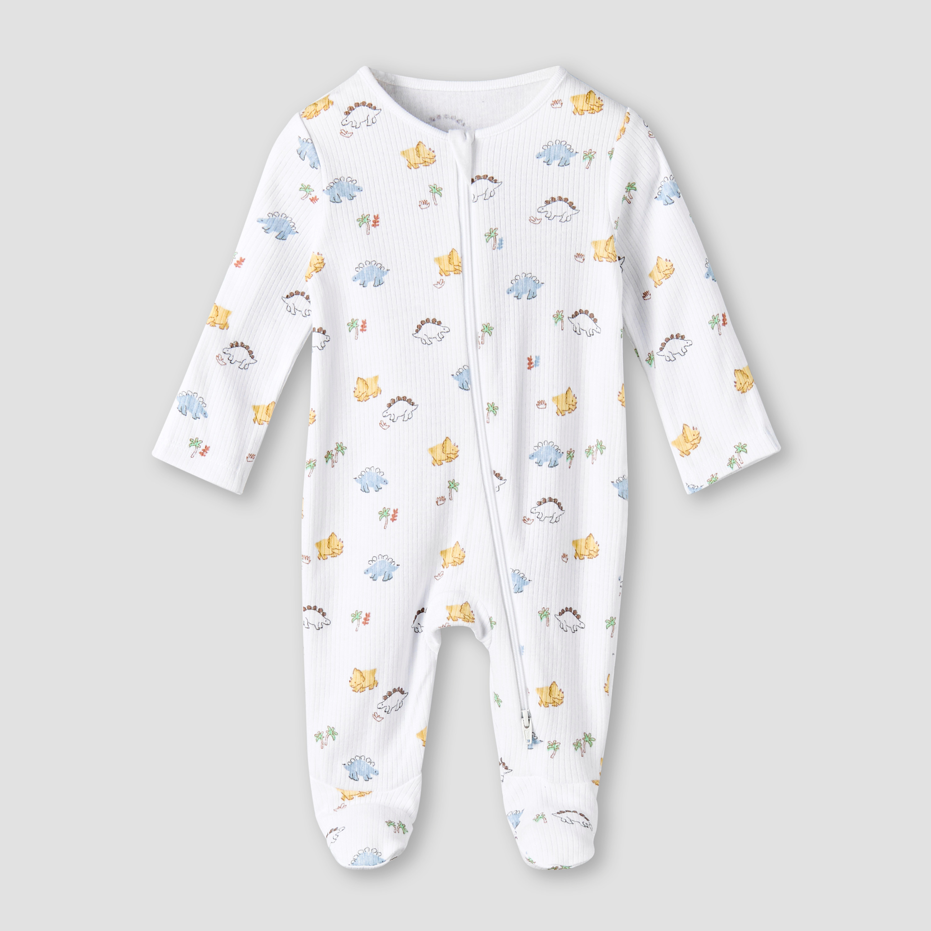 Pack of 3 Juniors Organic Cotton Crew Neck Long Sleeves Sleepsuit with Print-baby-boys-clothing-nightwear-sleepsuits-image-3