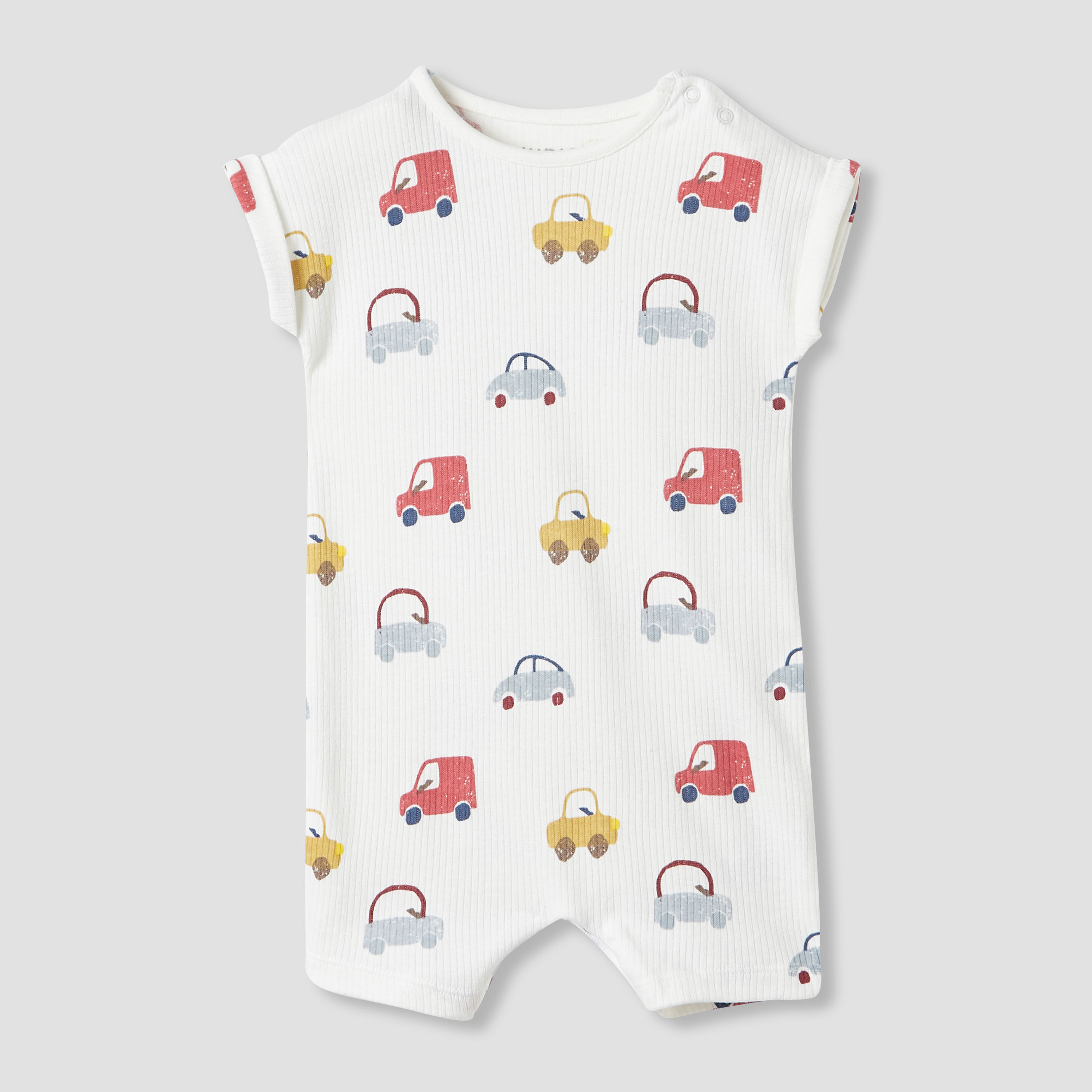 Juniors Car Print Romper with Short Sleeves - Set of 2-baby-boys-clothing-nightwear-sleepsuits-image-2