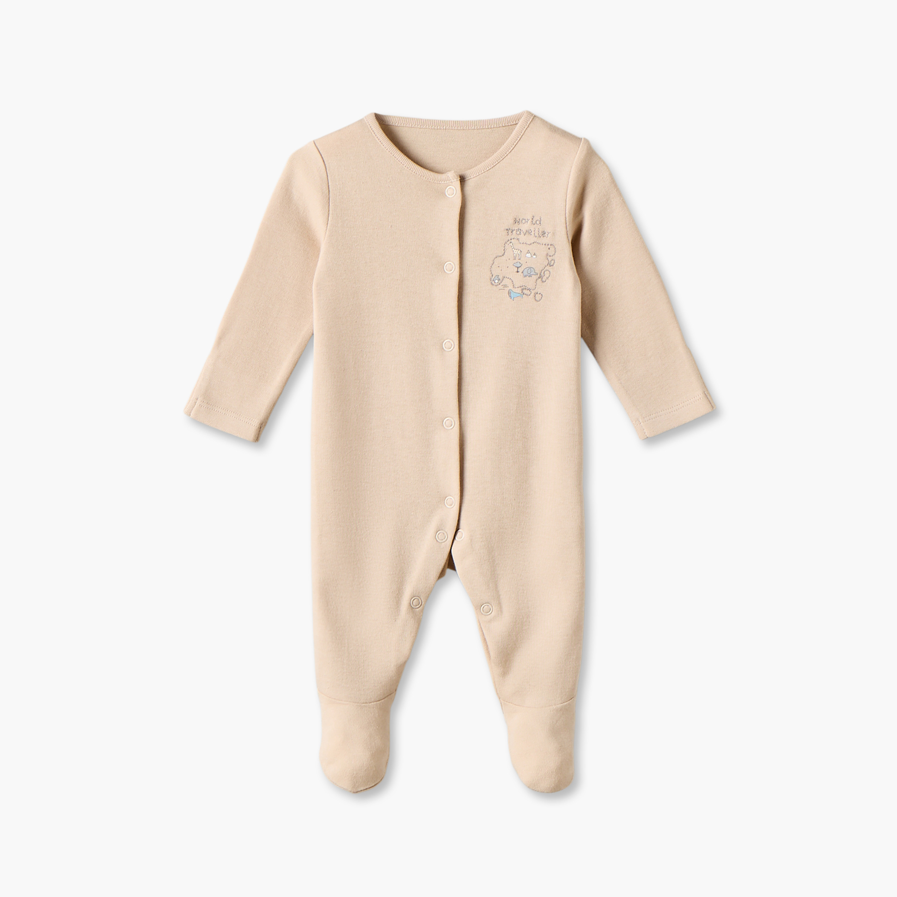 Pack of 3 Juniors Cotton Crew Neck Long Sleeves Sleepsuit with Snap Button Closure-baby-boys-clothing-nightwear-sleepsuits-image-3