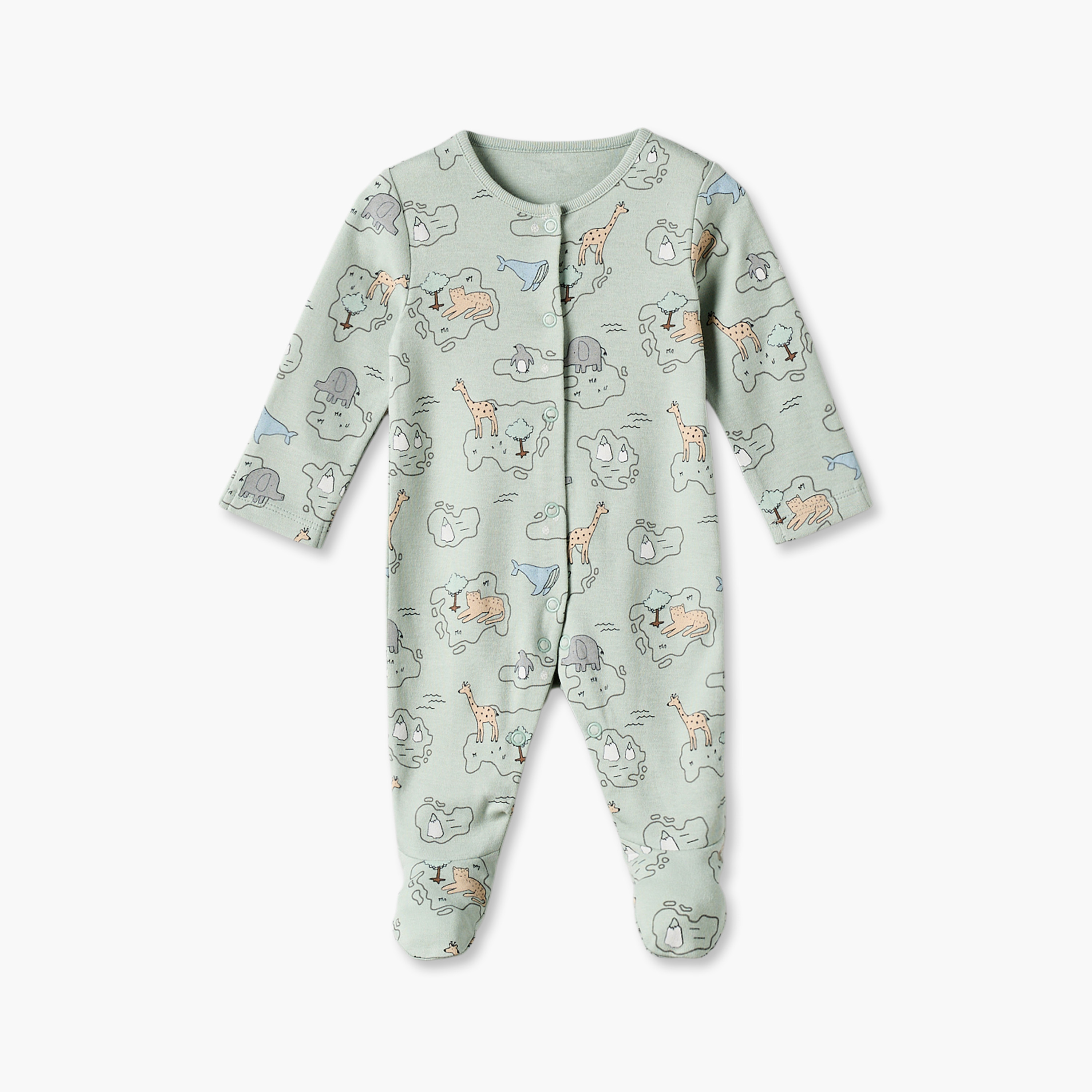 Pack of 3 Juniors Cotton Crew Neck Long Sleeves Sleepsuit with Snap Button Closure-baby-boys-clothing-nightwear-sleepsuits-image-6