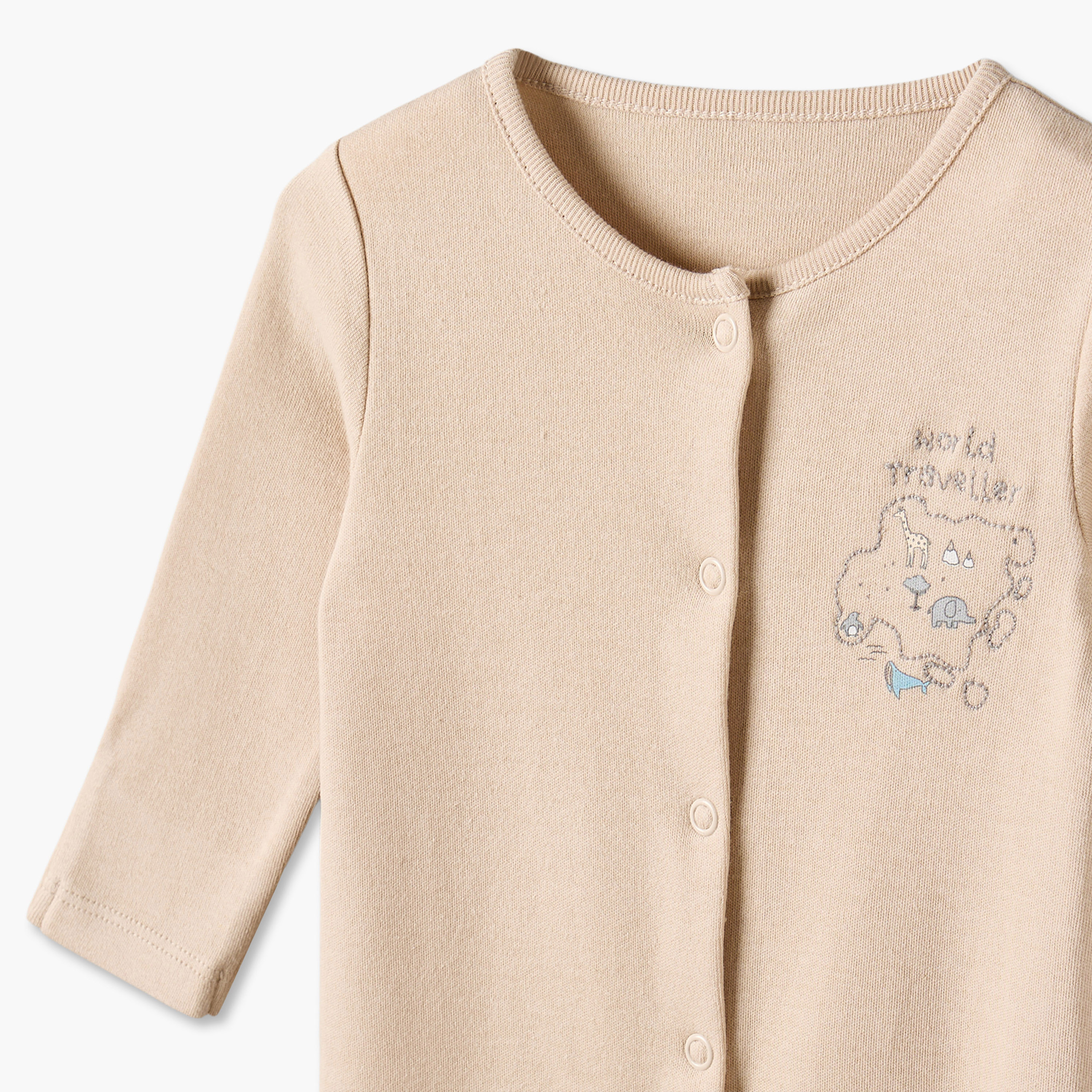 Pack of 3 Juniors Cotton Crew Neck Long Sleeves Sleepsuit with Snap Button Closure-baby-boys-clothing-nightwear-sleepsuits-image-7