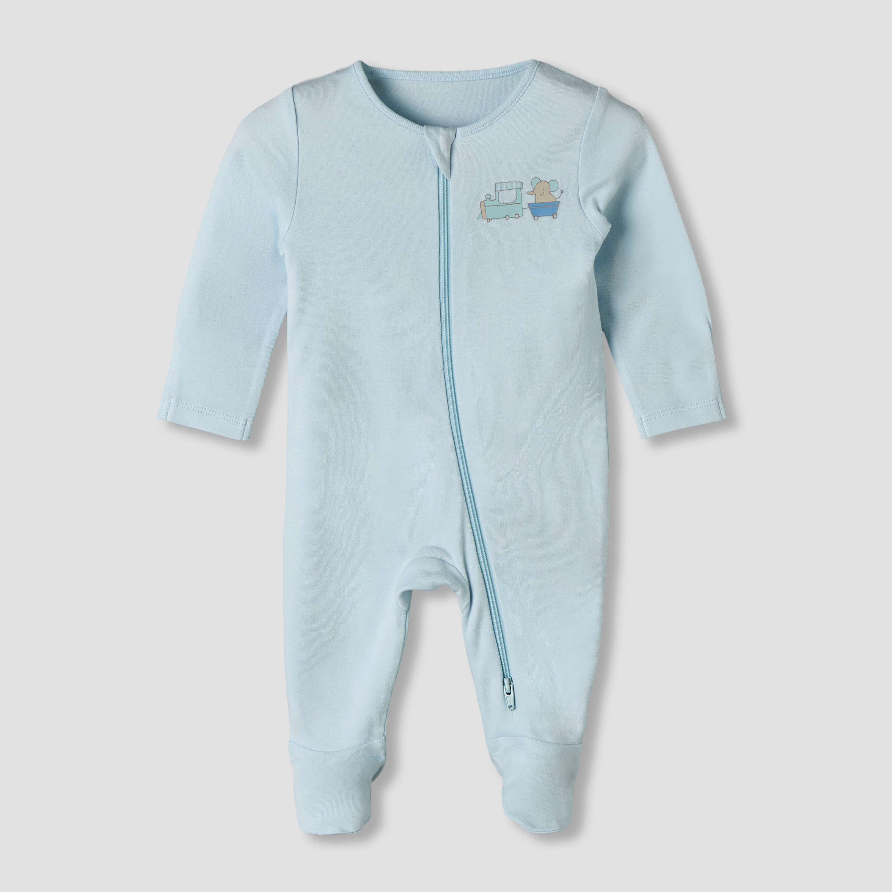 Pack of 3 Juniors Organic Cotton Round Neck Long Sleeves Sleepsuit with Print-baby-boys-clothing-nightwear-sleepsuits-image-3