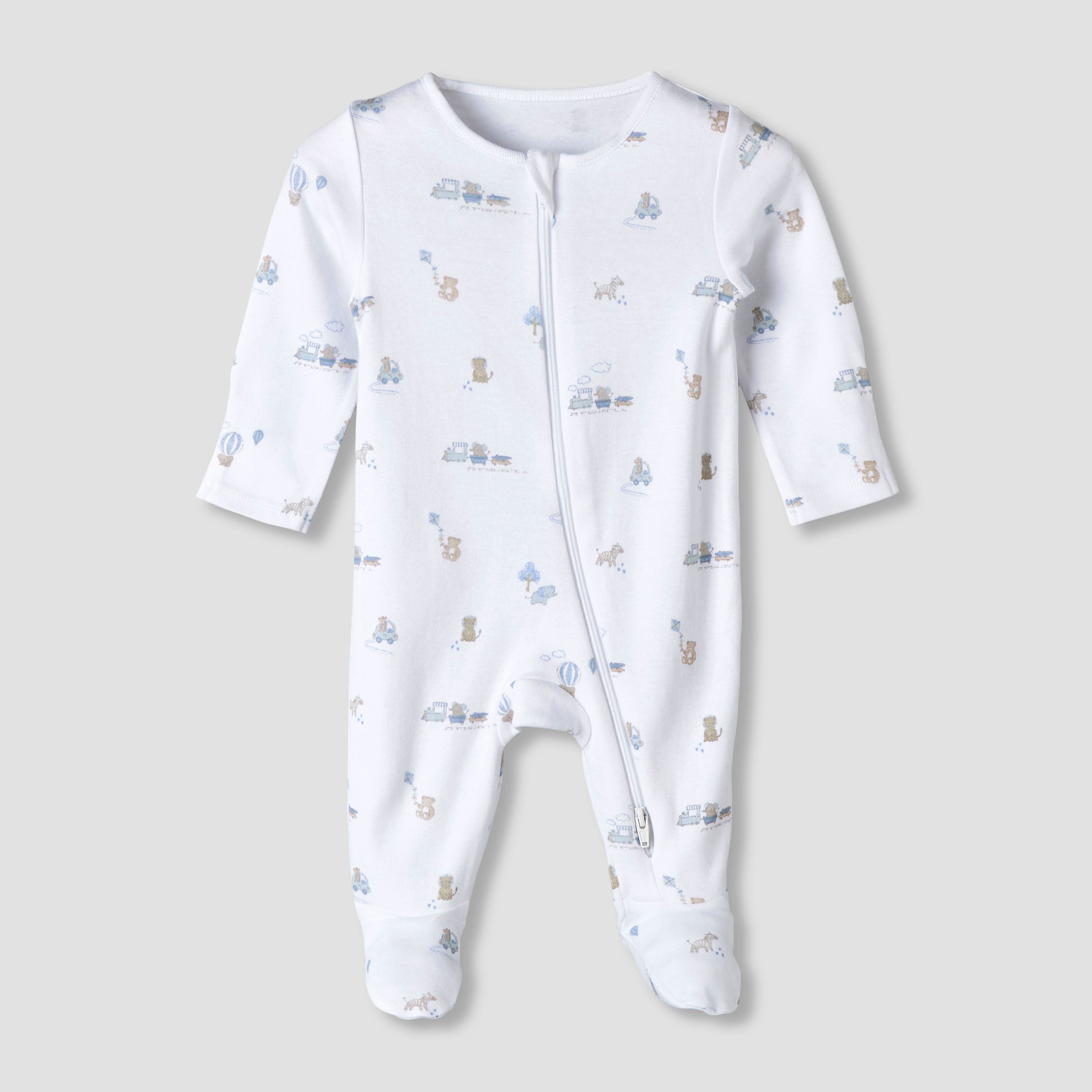 Pack of 3 Juniors Organic Cotton Round Neck Long Sleeves Sleepsuit with Print-baby-boys-clothing-nightwear-sleepsuits-image-5