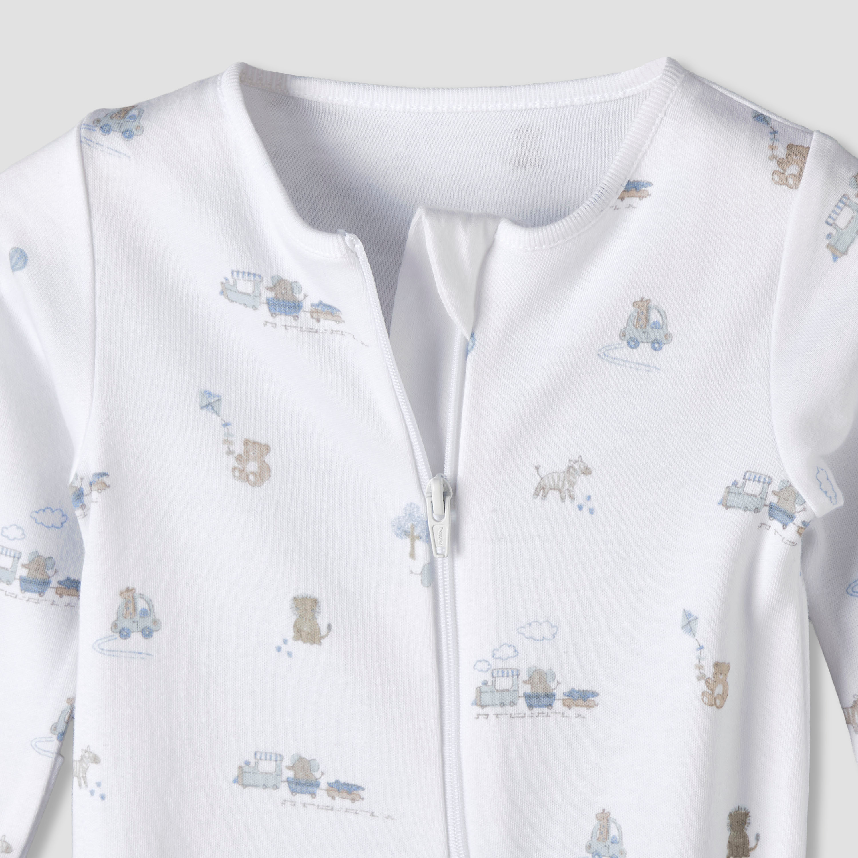 Pack of 3 Juniors Organic Cotton Round Neck Long Sleeves Sleepsuit with Print-baby-boys-clothing-nightwear-sleepsuits-image-6