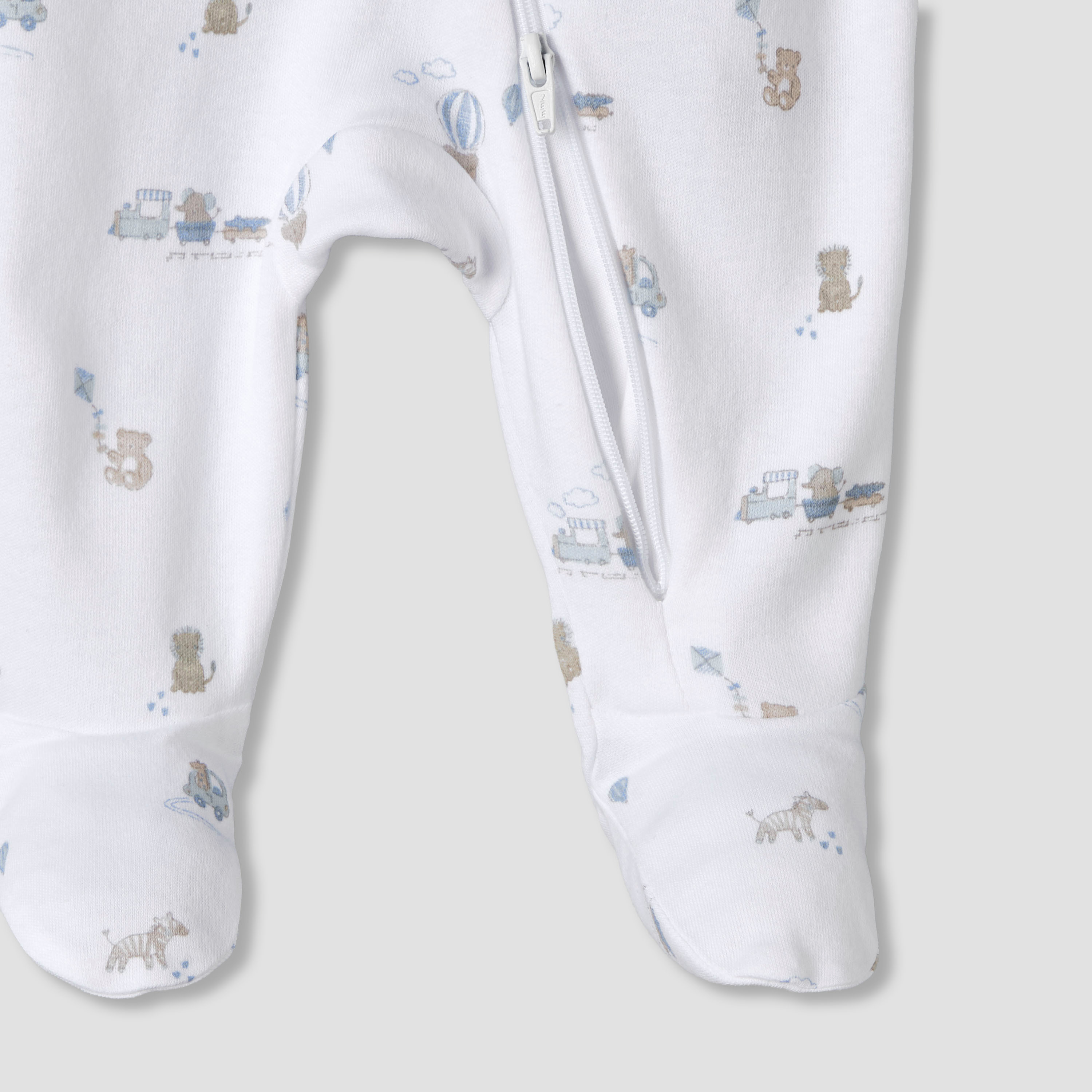 Pack of 3 Juniors Organic Cotton Round Neck Long Sleeves Sleepsuit with Print-baby-boys-clothing-nightwear-sleepsuits-image-7