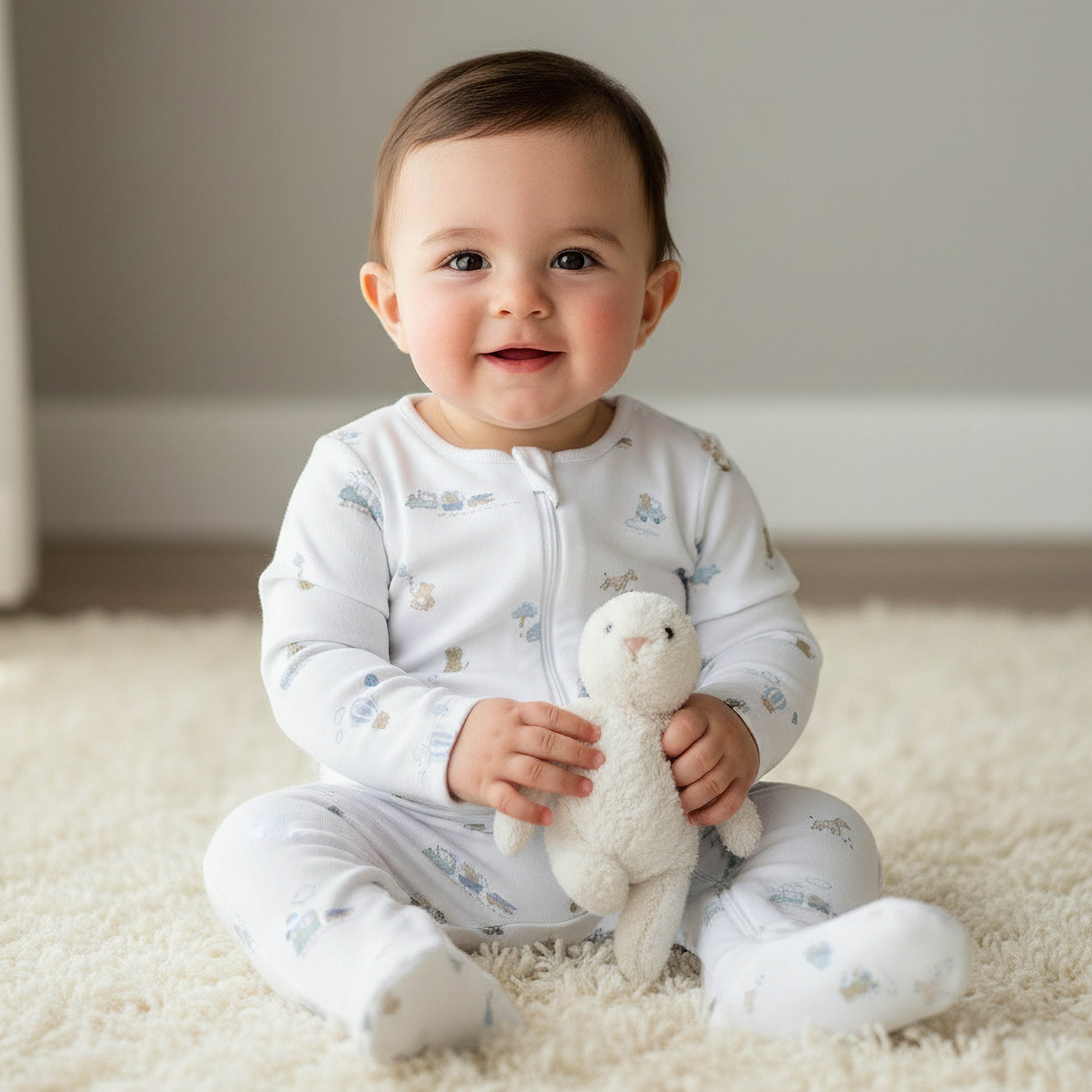 Pack of 3 Juniors Organic Cotton Round Neck Long Sleeves Sleepsuit with Print-baby-boys-clothing-nightwear-sleepsuits-image-2