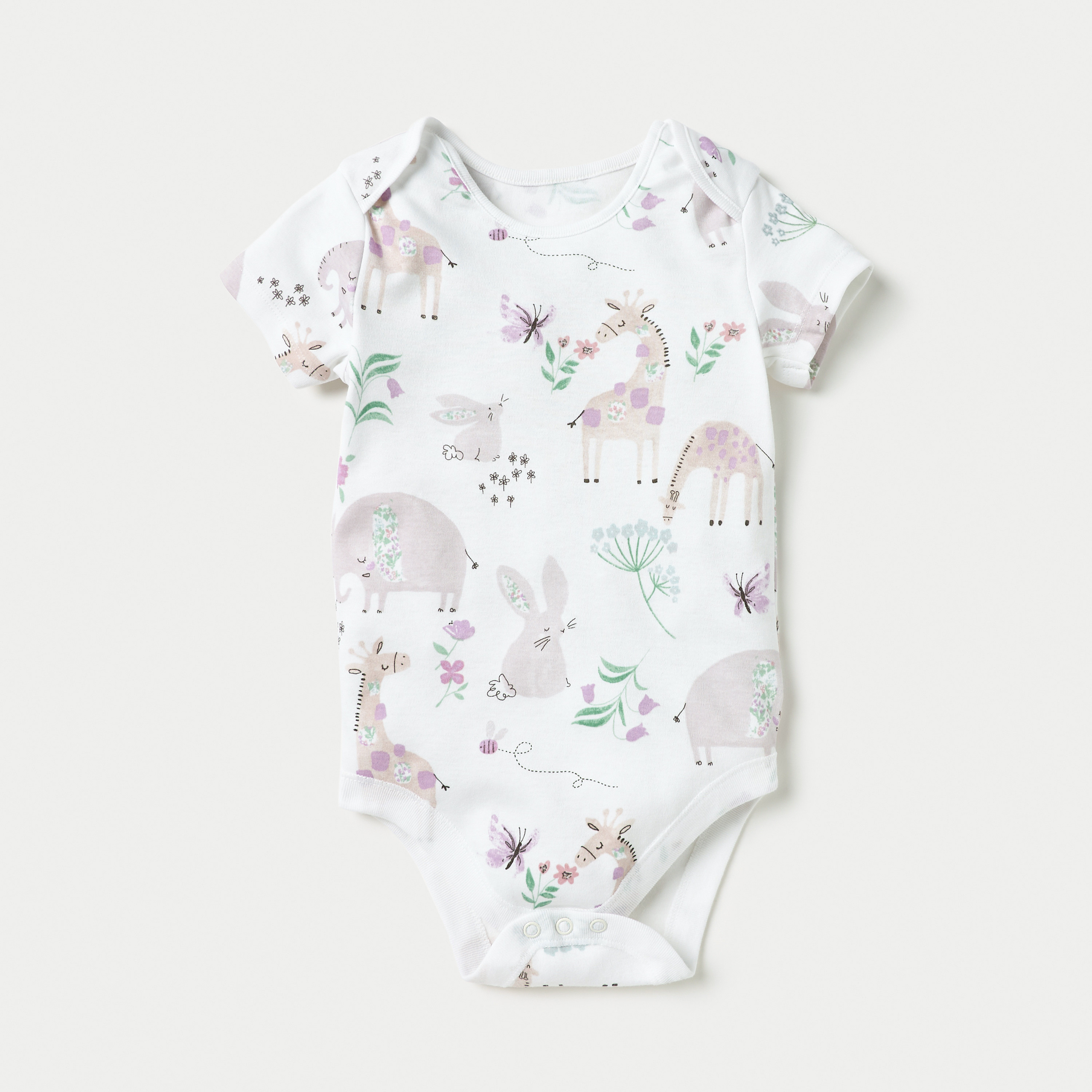 Juniors Animal Print Bodysuit with Snap Button Closure - Set of 3-baby-girls-clothing-bodysuits-image-2