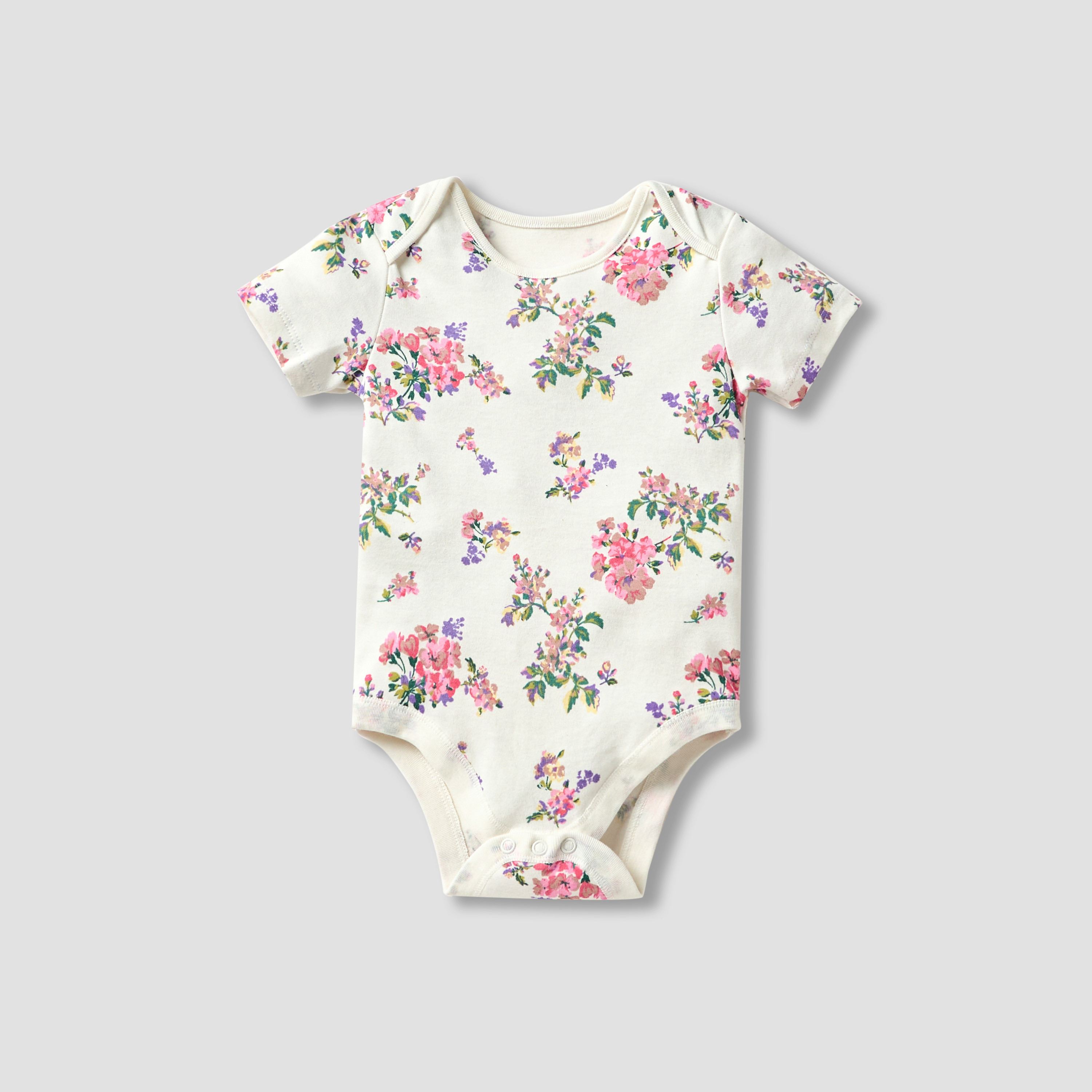 Juniors Floral Print Bodysuit with Snap Button Closure - Set of 3-baby-girls-clothing-bodysuits-image-2