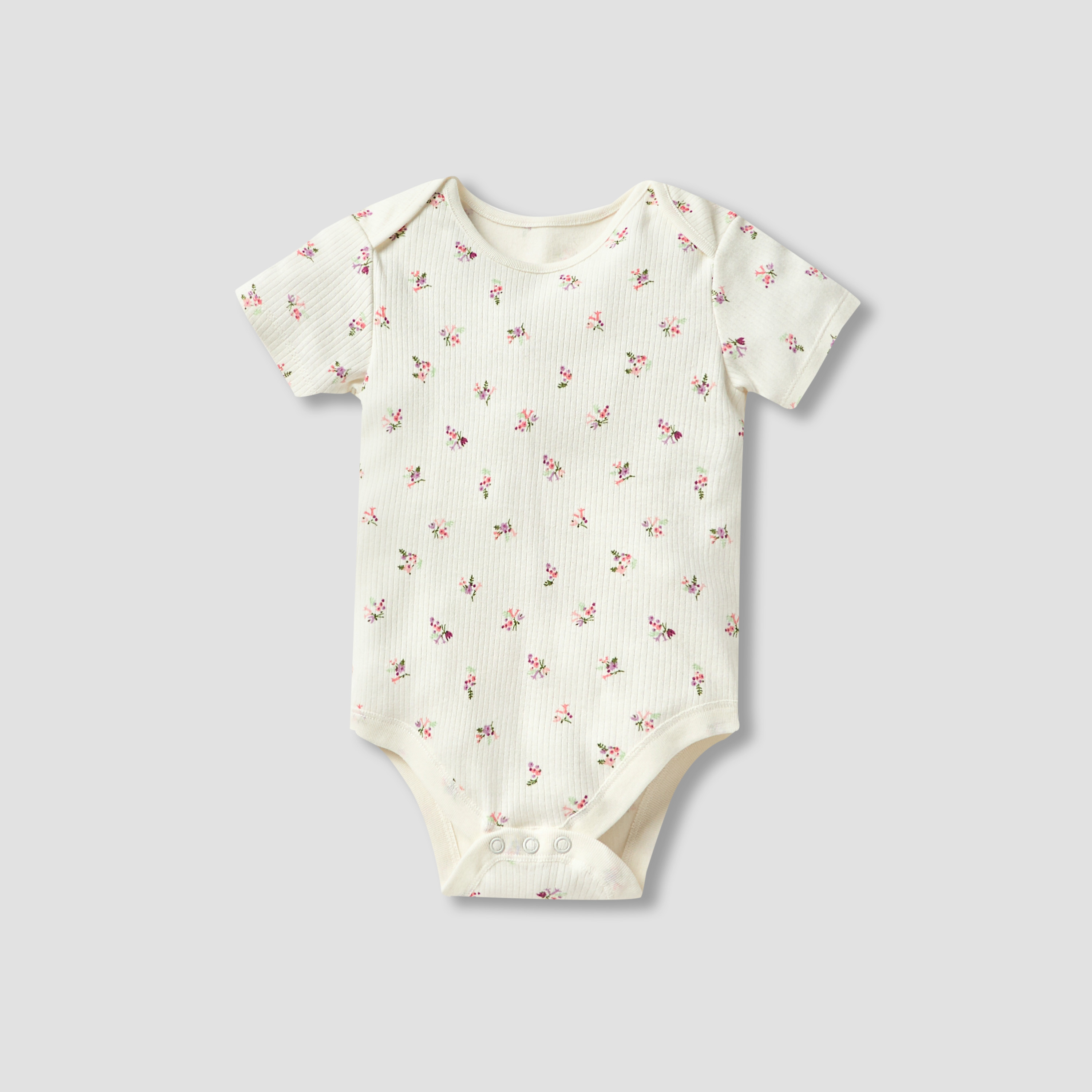 Juniors Floral Print Bodysuit with Snap Button Closure - Set of 3-baby-girls-clothing-bodysuits-image-4