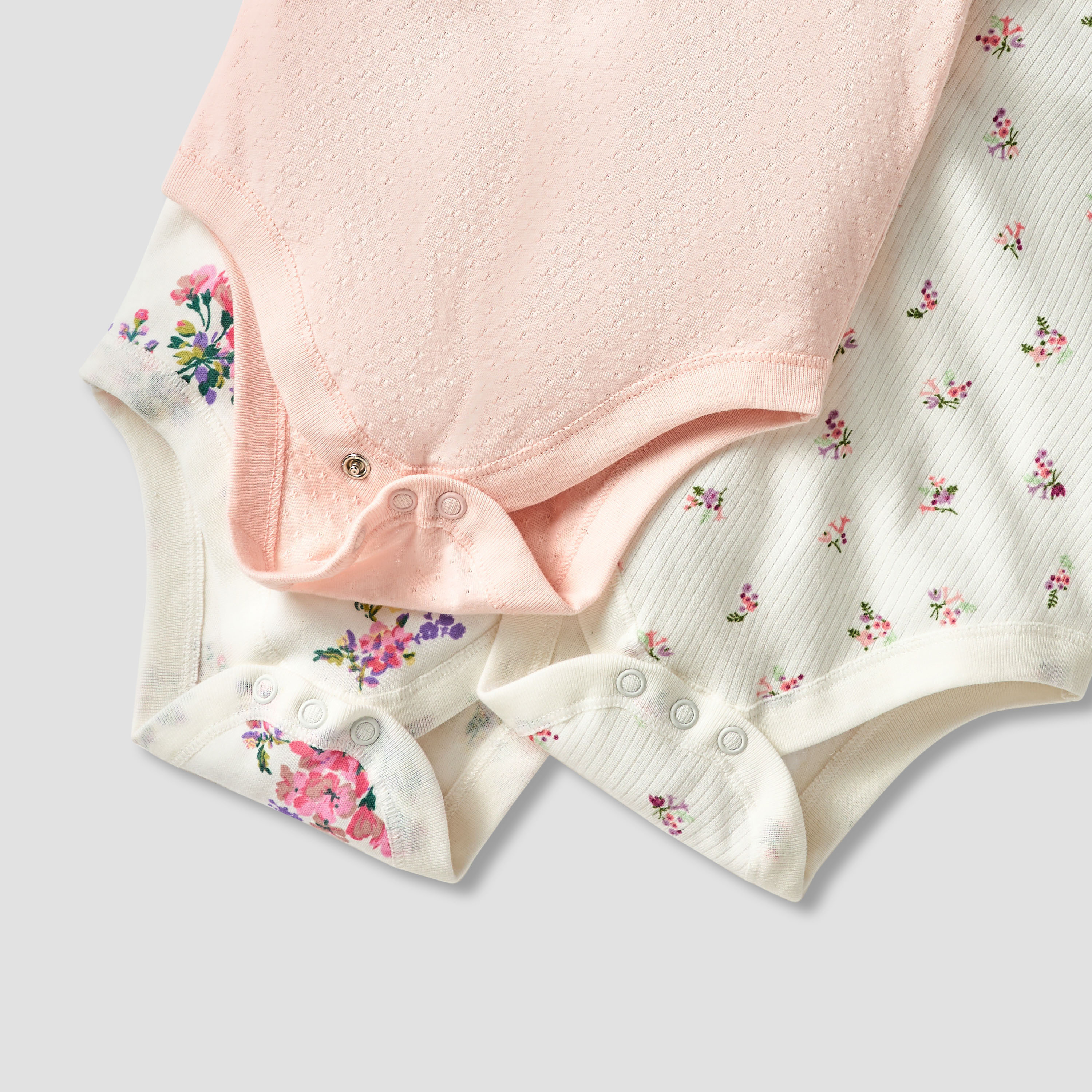 Juniors Floral Print Bodysuit with Snap Button Closure - Set of 3-baby-girls-clothing-bodysuits-image-6
