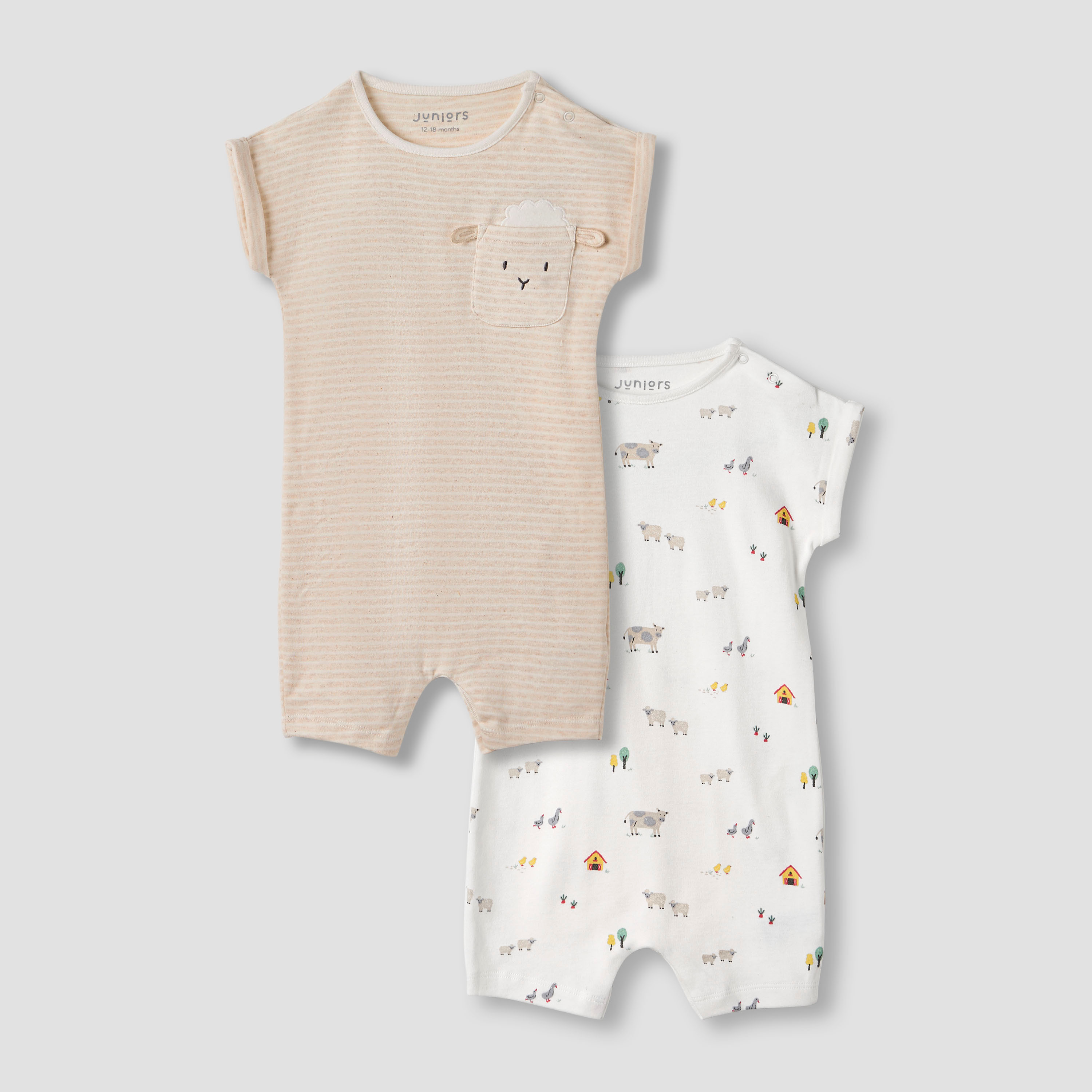 رومبر بطبعات وأكمام ممتدة من جونيورز - طقم من قطعتين-baby-boys-clothing-rompers-image-5