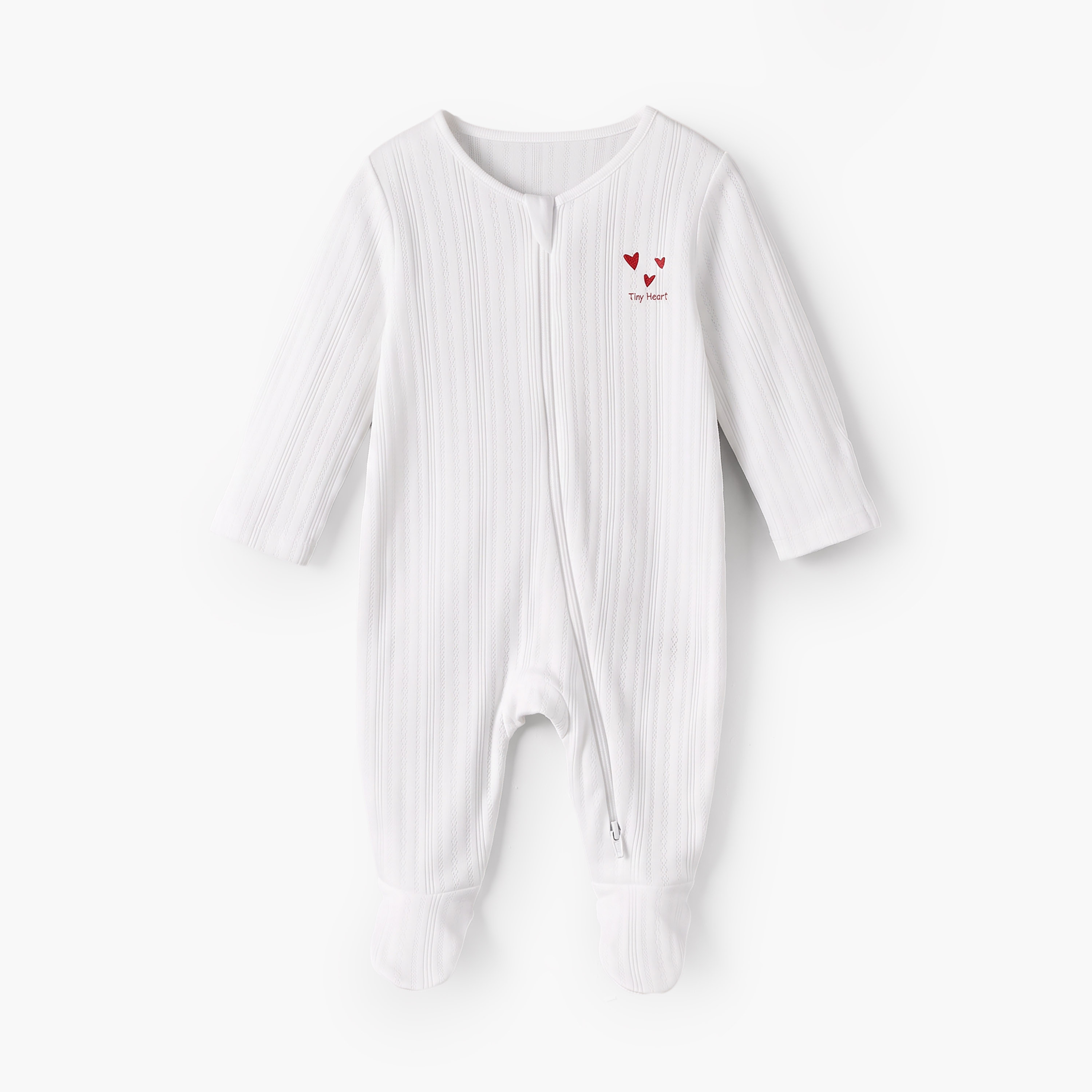 طقم بدلات نوم قطن بأكمام طويلة وياقة ضيقة وطبعات قلوب من جونيورز - 3 قطع-baby-girls-clothing-nightwear-sleepsuits-image-3