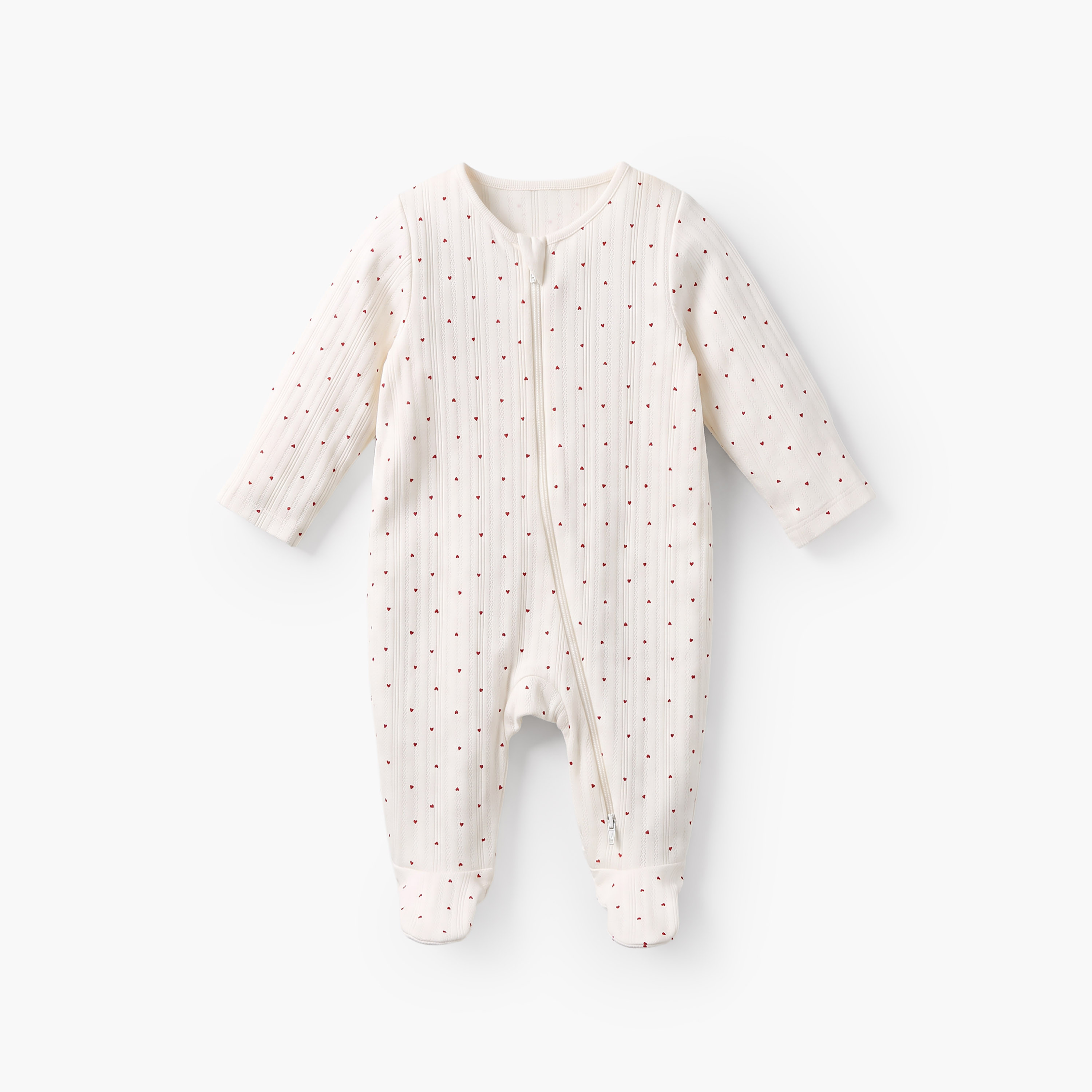 طقم بدلات نوم قطن بأكمام طويلة وياقة ضيقة وطبعات قلوب من جونيورز - 3 قطع-baby-girls-clothing-nightwear-sleepsuits-image-5